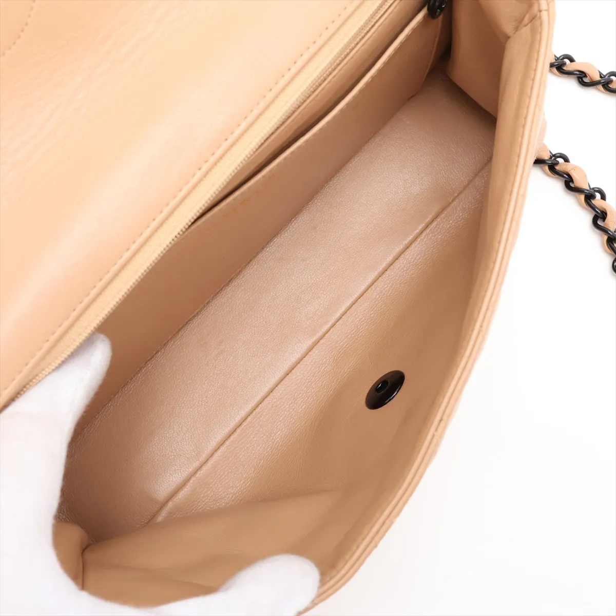 Matelassé 25 Lambskin Single Flap Single Chain Bag, Brown with Black Hardware, A01112 — view 6