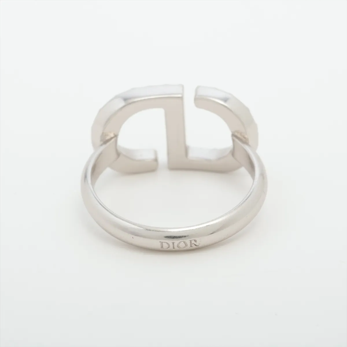 Petit CD ring, size XS, metal with rhinestones, silver. Shows signs of wear, — view 2