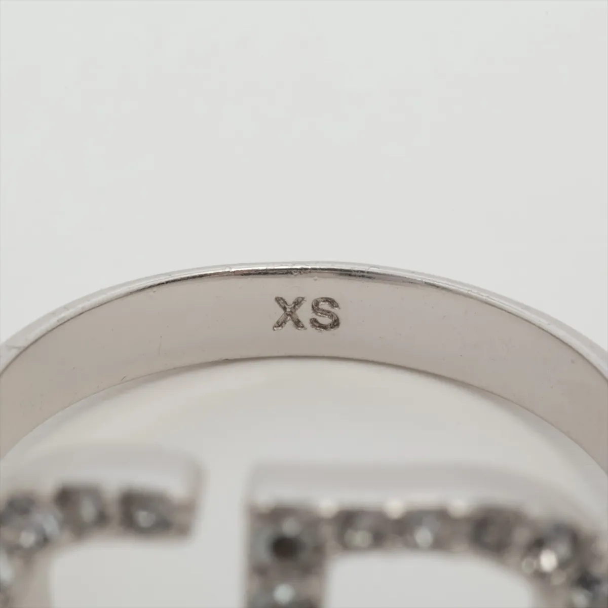 Petit CD ring, size XS, metal with rhinestones, silver. Shows signs of wear, — view 4