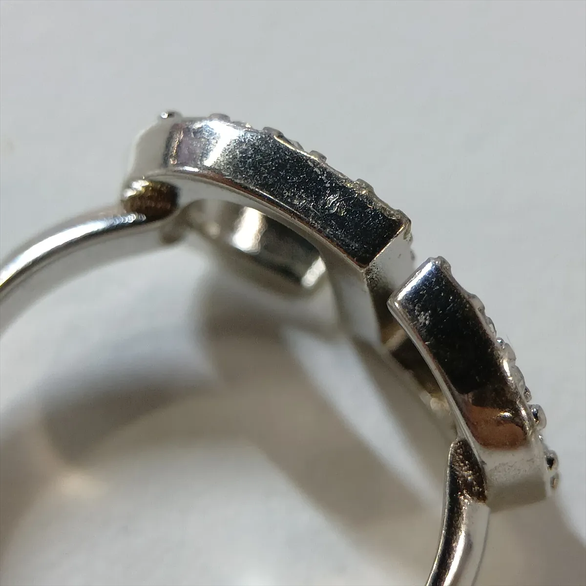 Petit CD ring, size XS, metal with rhinestones, silver. Shows signs of wear, — view 6