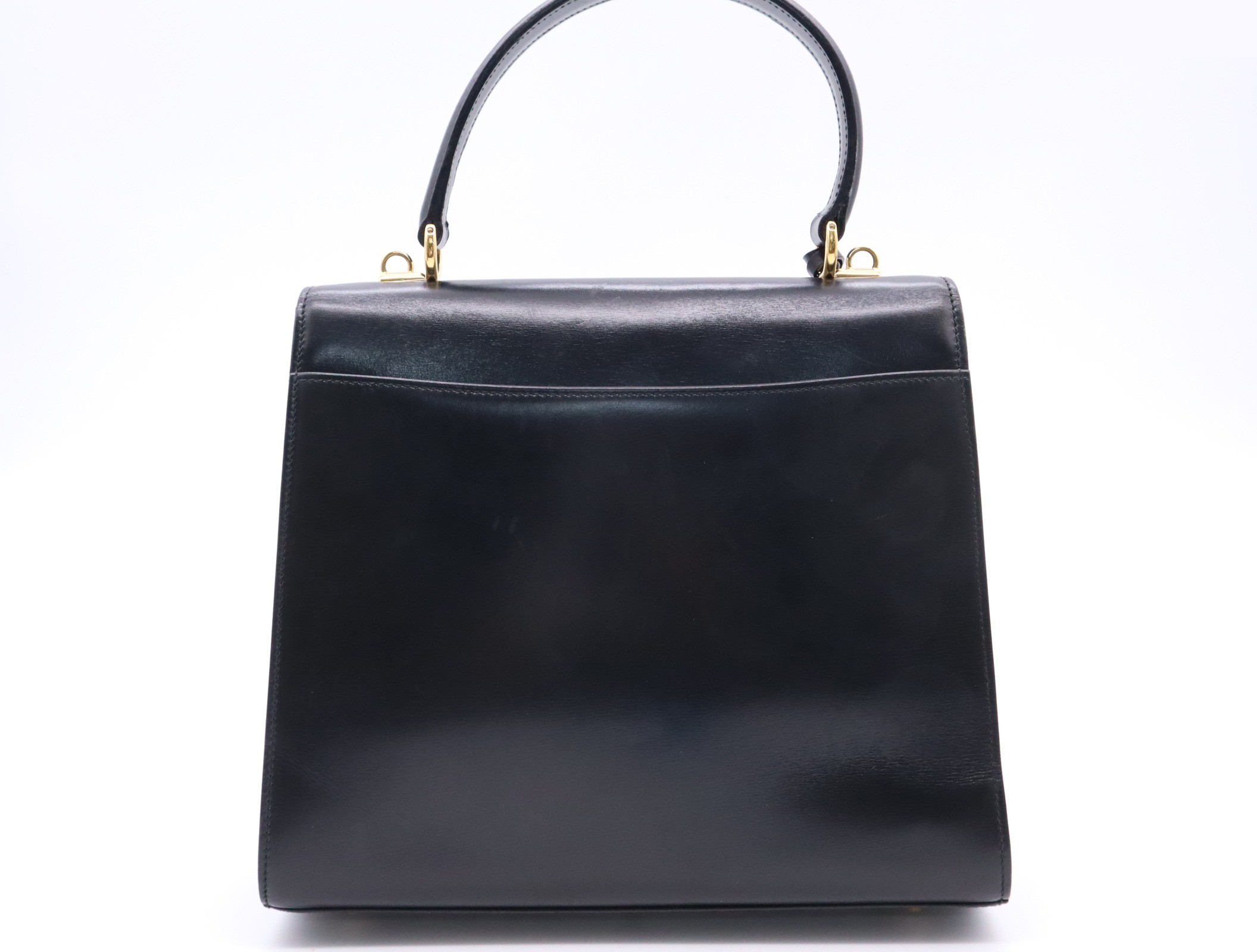 Leather Lady Lock handbag with clochette and 2 keys, black with gold hardware. — view 2