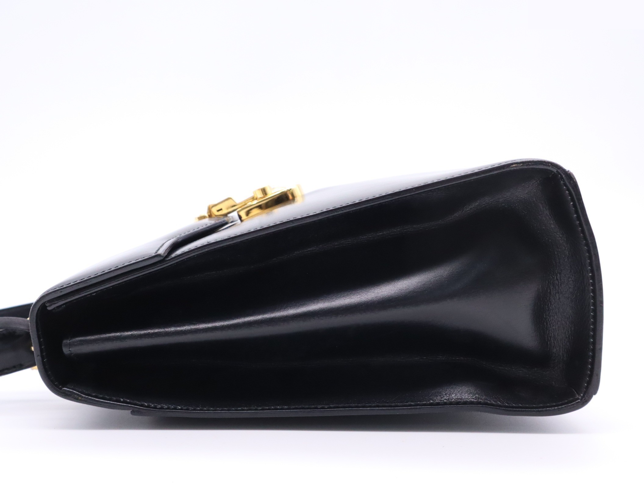 Leather Lady Lock handbag with clochette and 2 keys, black with gold hardware. — view 3