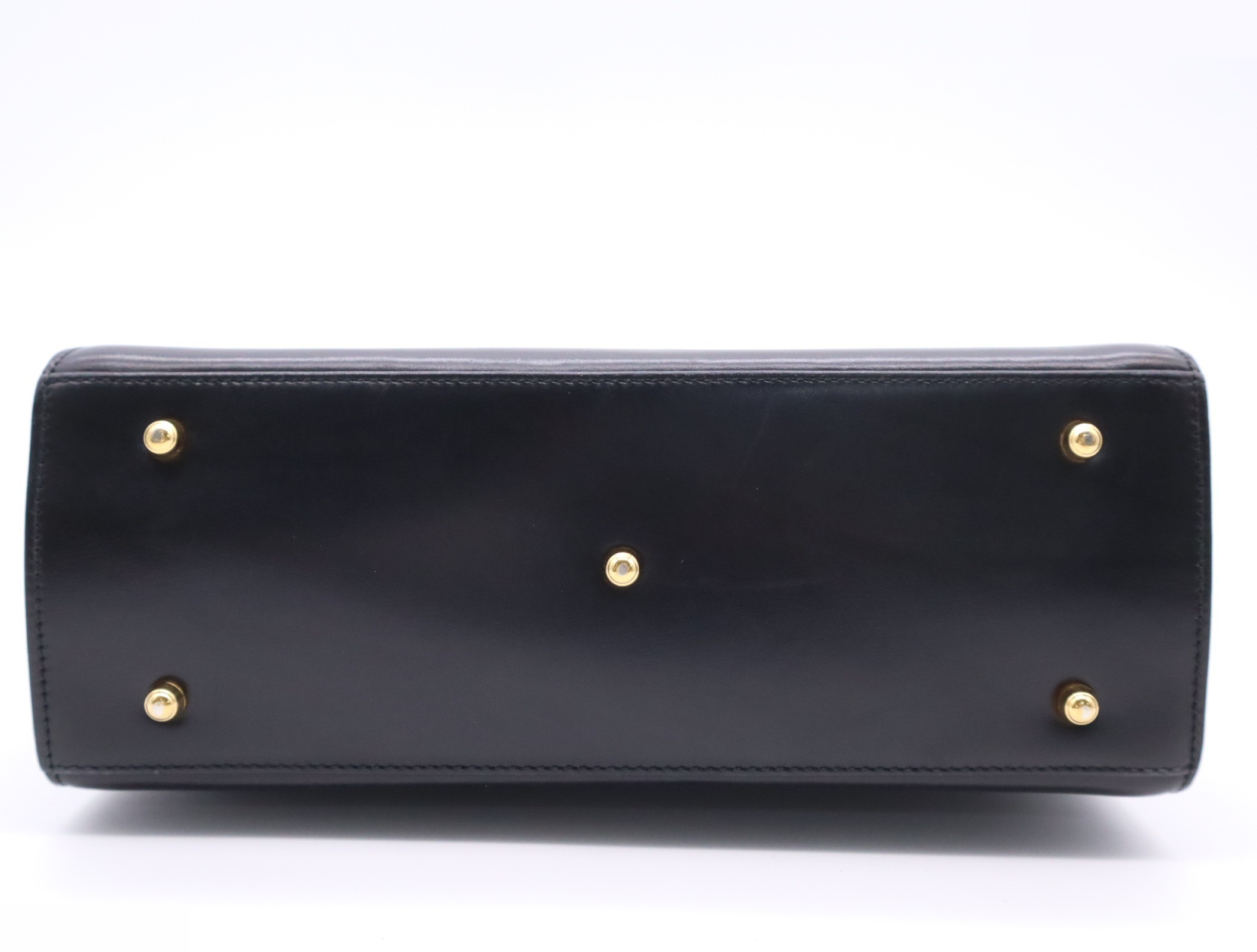 Leather Lady Lock handbag with clochette and 2 keys, black with gold hardware. — view 4