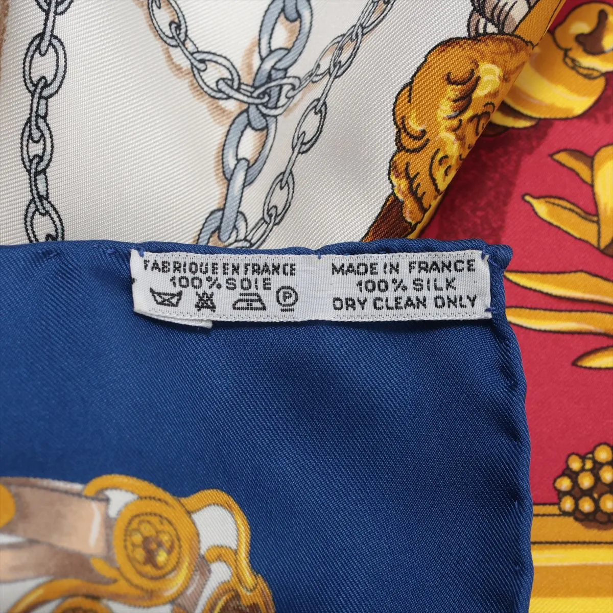 Carre 90 MUSEE (Museum) Scarf, Silk, Blue, with wear, snags, — view 7
