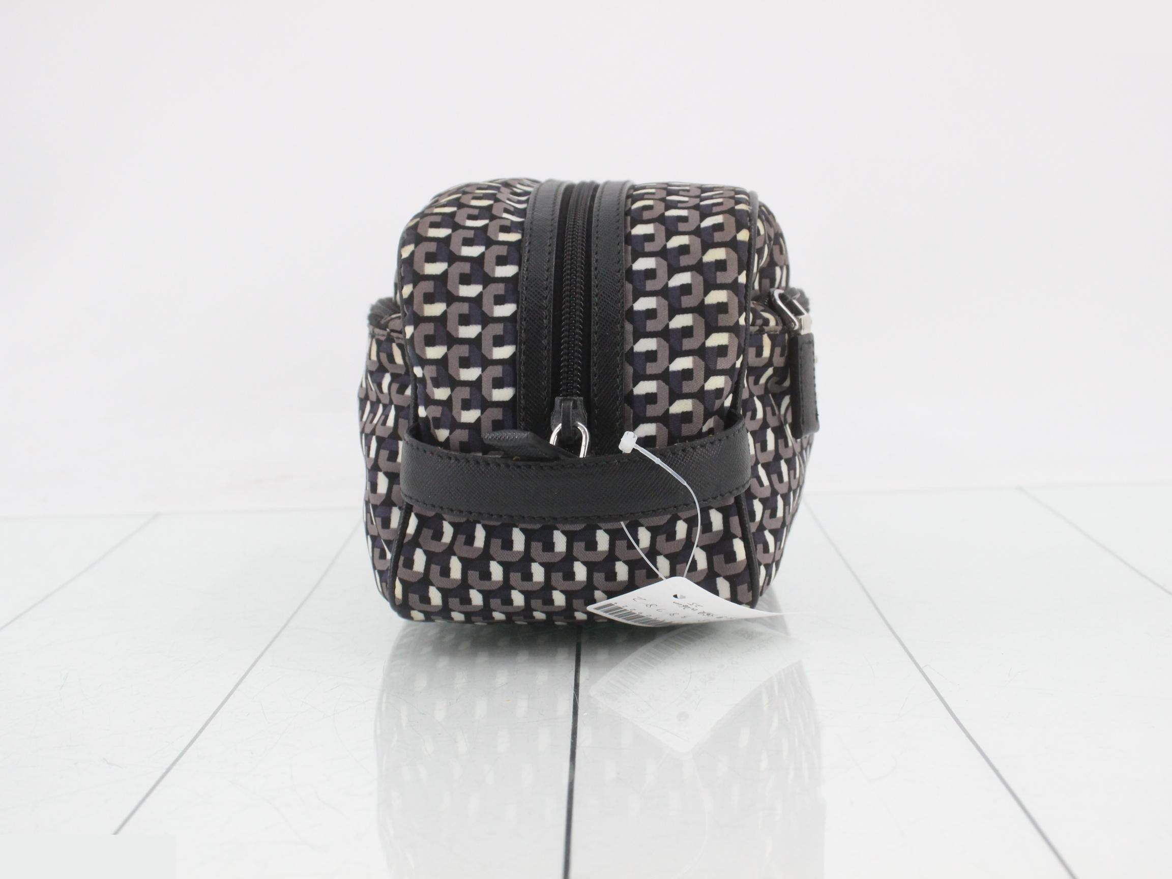 Logo clutch bag, Tessuto/Saffiano leather, black, 25 x 13 x 11 cm — view 4