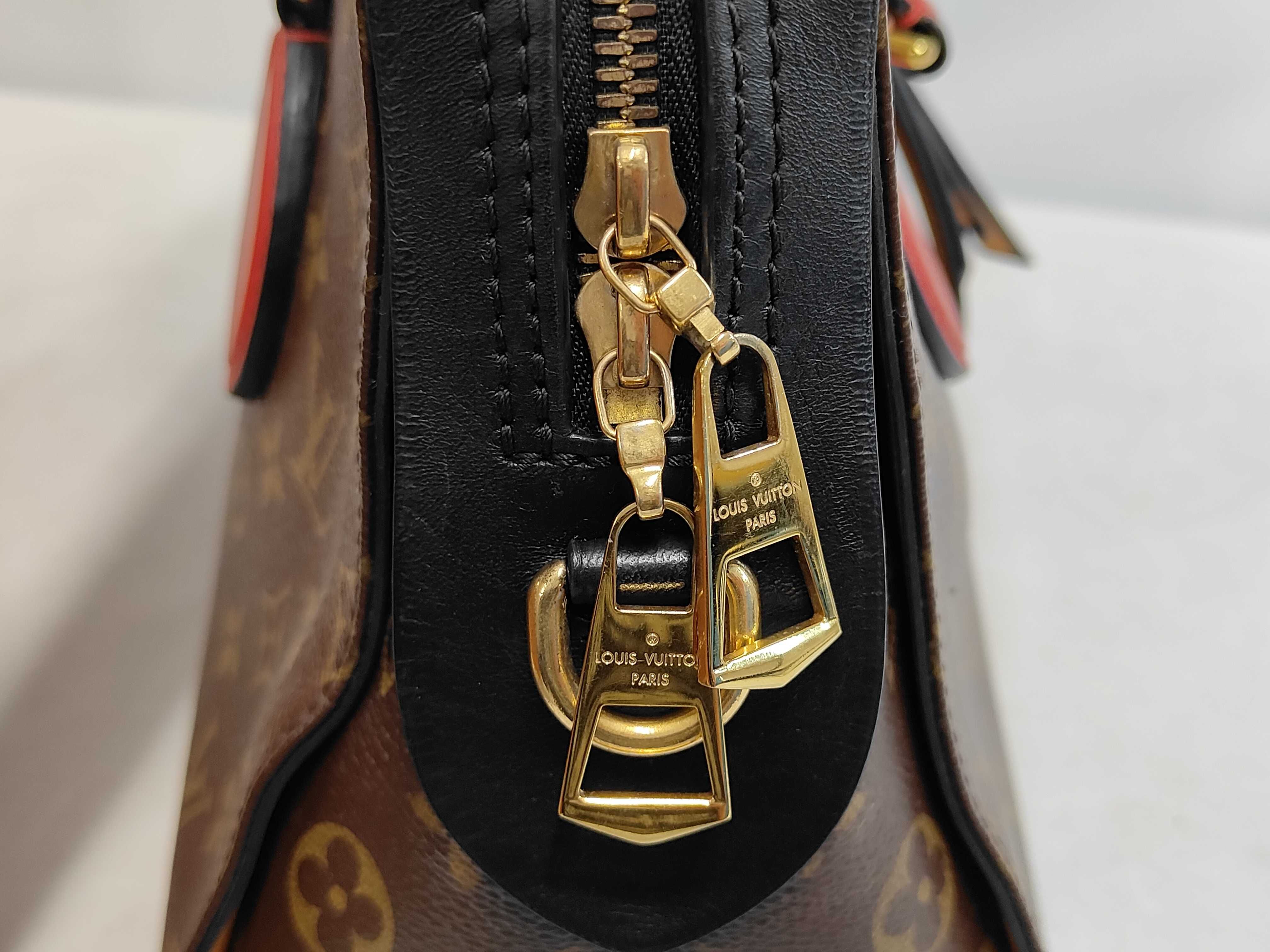 Monogram Tuileries Tote, Black x Red, Gold Hardware, with Stamp, FL0158, Handbag — view 7