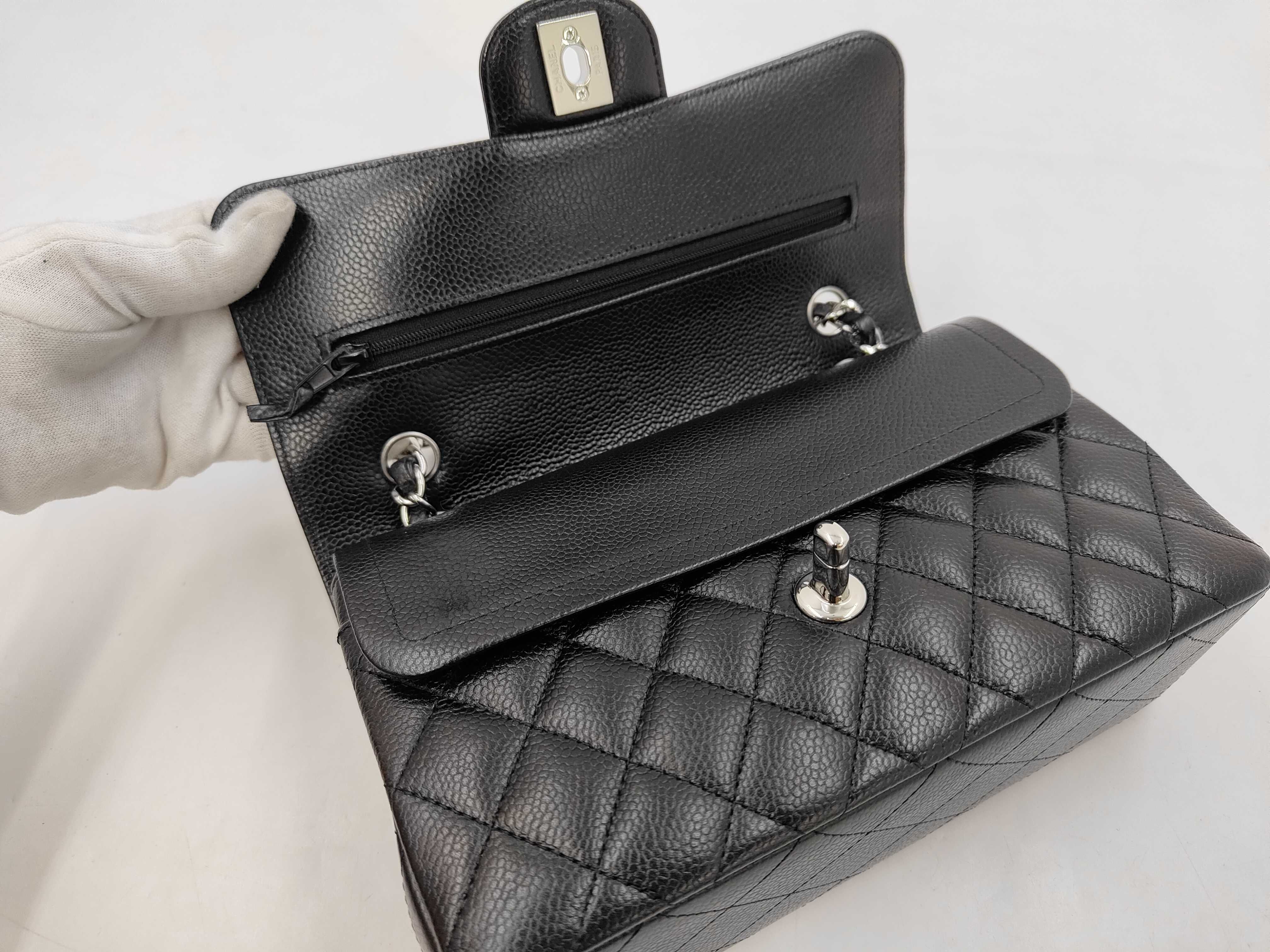 Matelassé Caviar Skin Double Flap Chain Shoulder Bag — view 7
