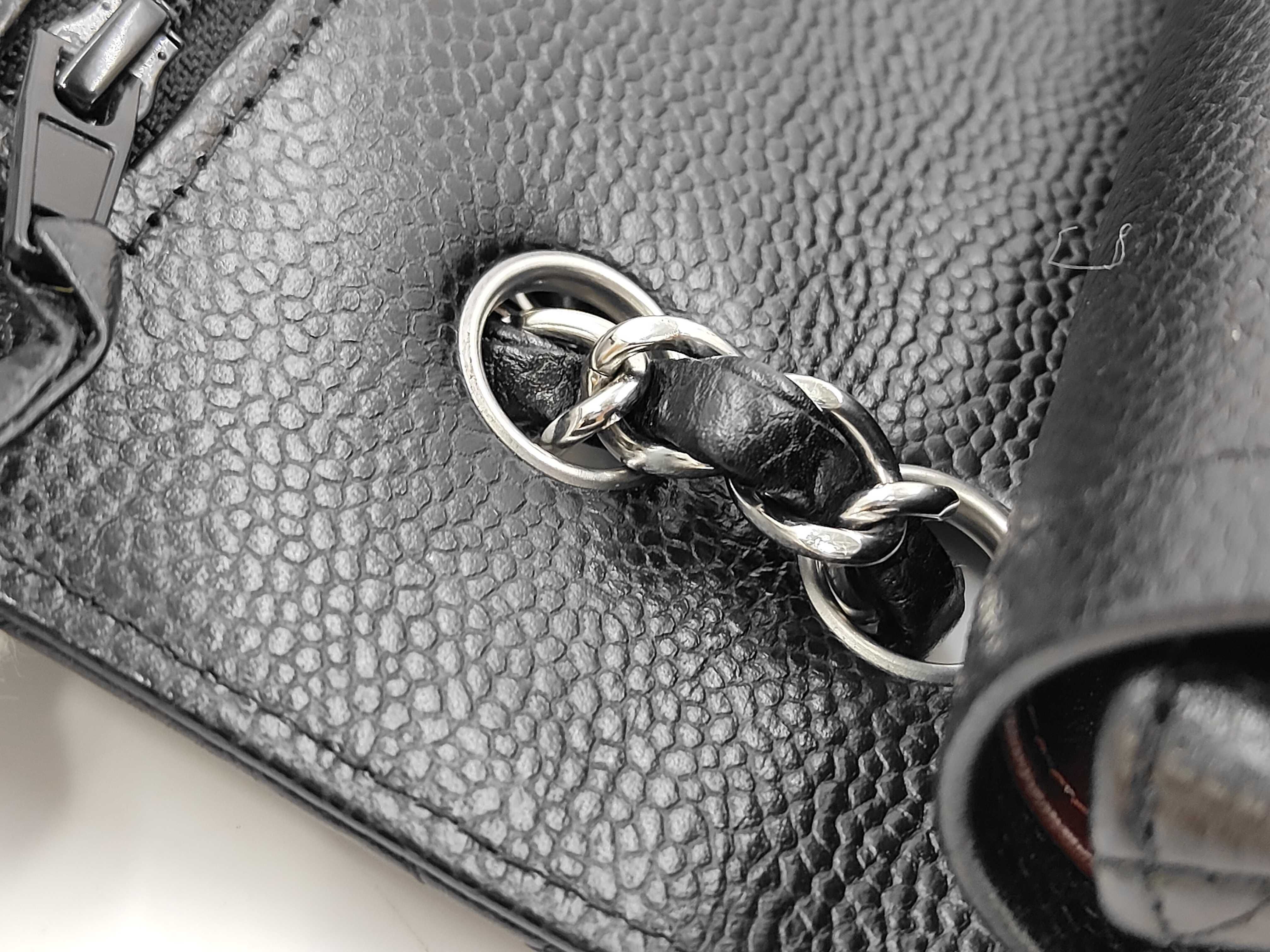 Matelassé Caviar Skin Double Flap Chain Shoulder Bag — view 8