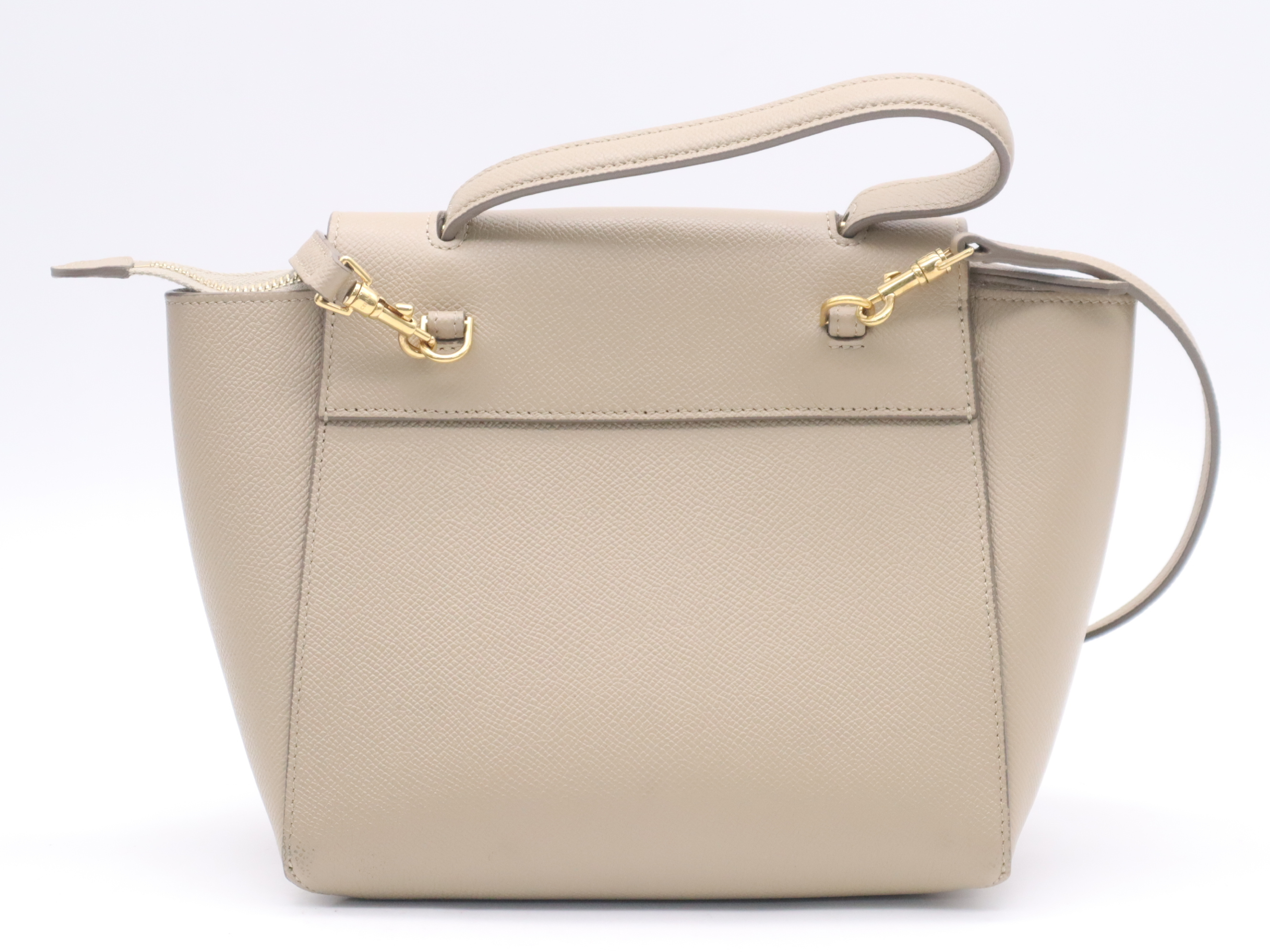 Leather Belt Nano Bag with Shoulder Strap and Dust Bag, Beige Handbag — view 2