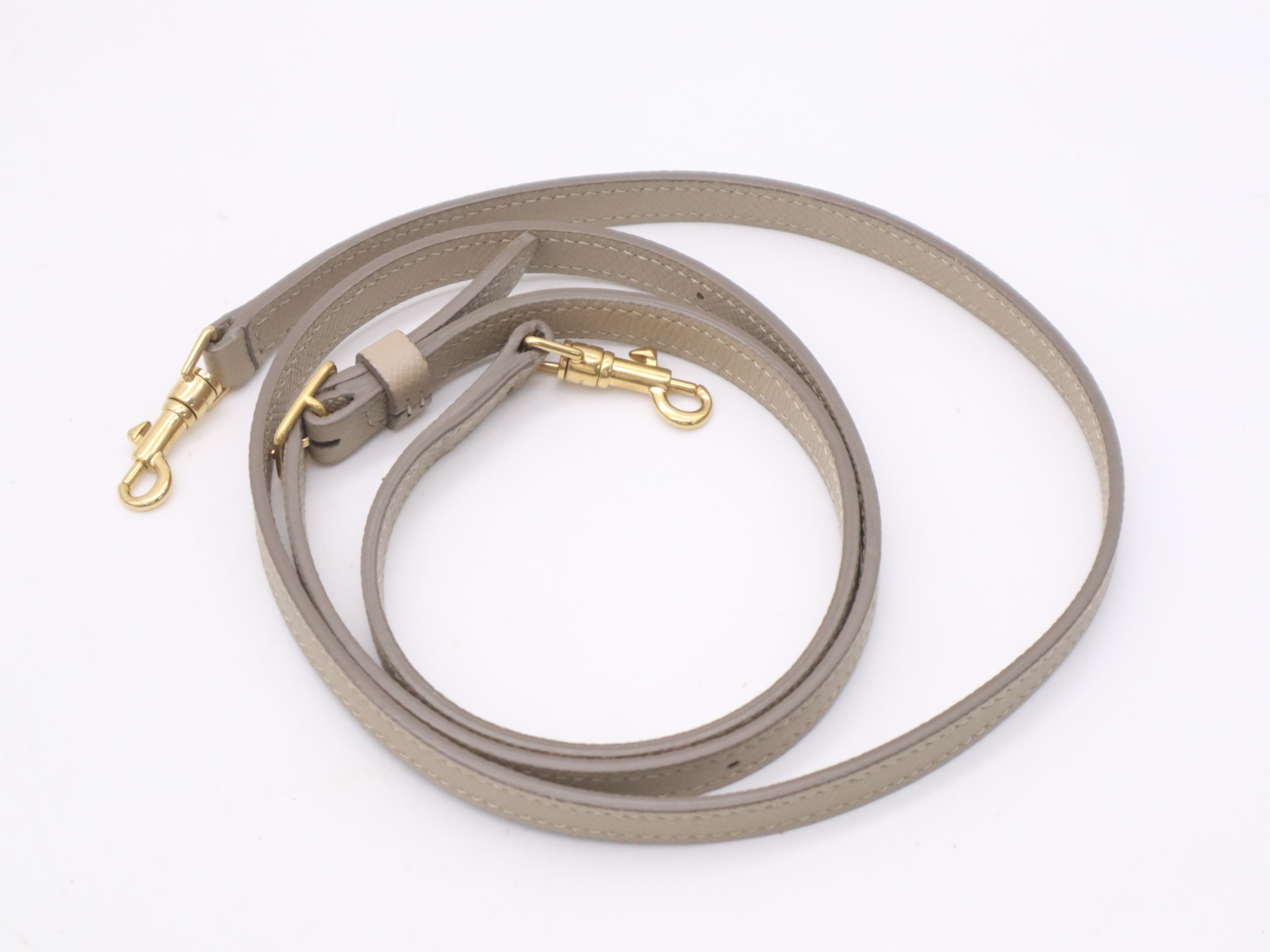 Leather Belt Nano Bag with Shoulder Strap and Dust Bag, Beige Handbag — view 11
