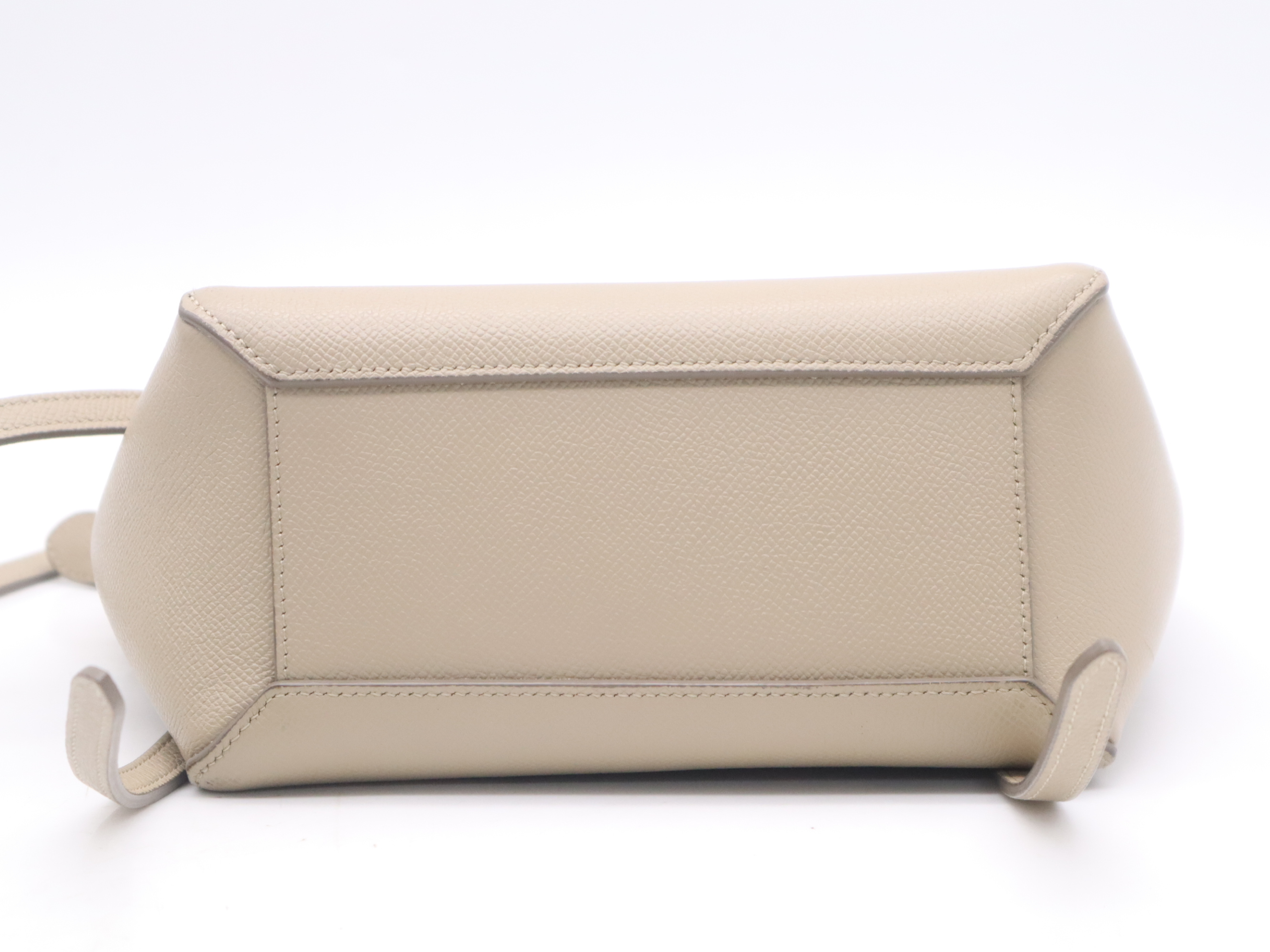 Leather Belt Nano Bag with Shoulder Strap and Dust Bag, Beige Handbag — view 4