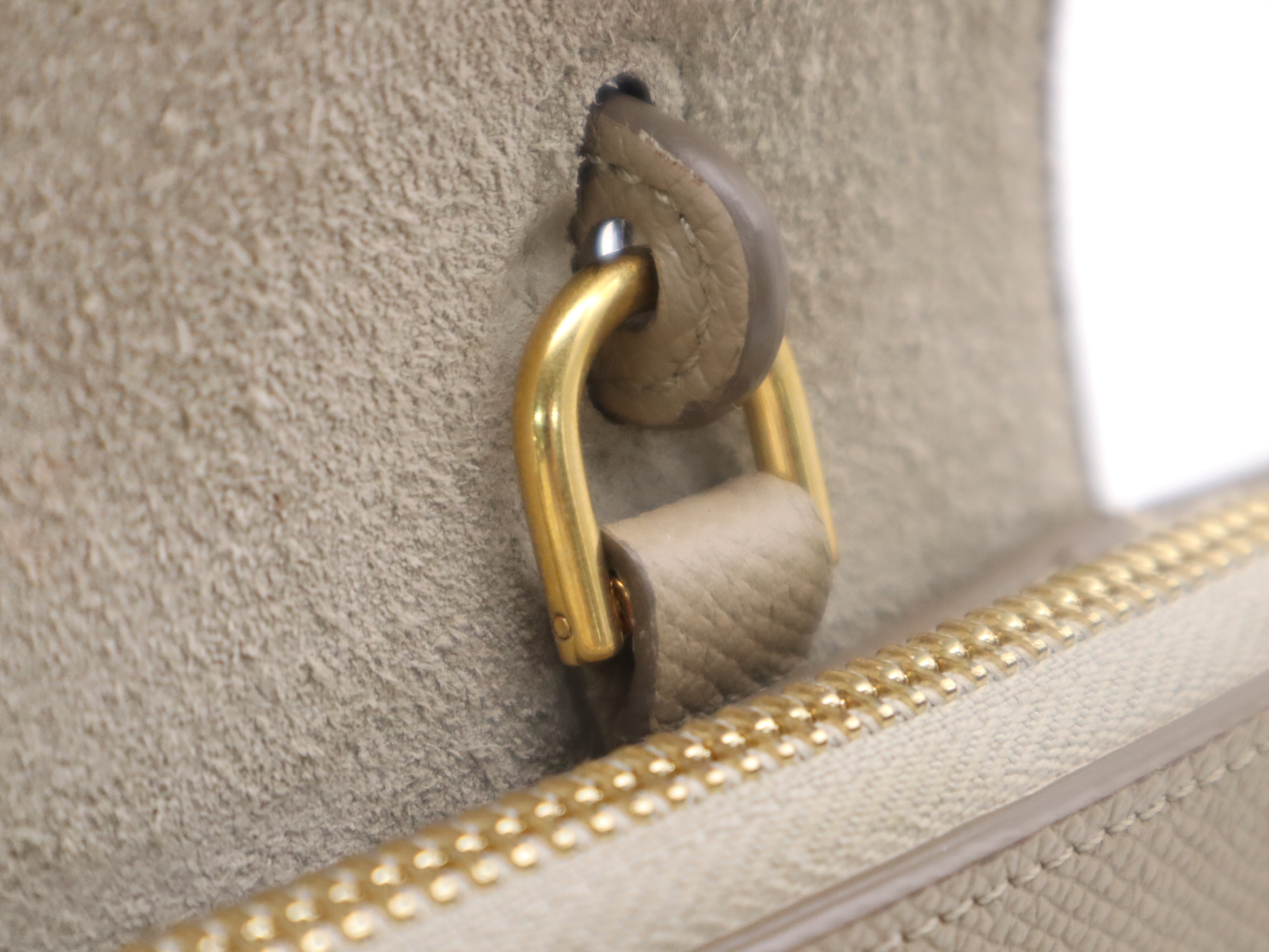 Leather Belt Nano Bag with Shoulder Strap and Dust Bag, Beige Handbag — view 8