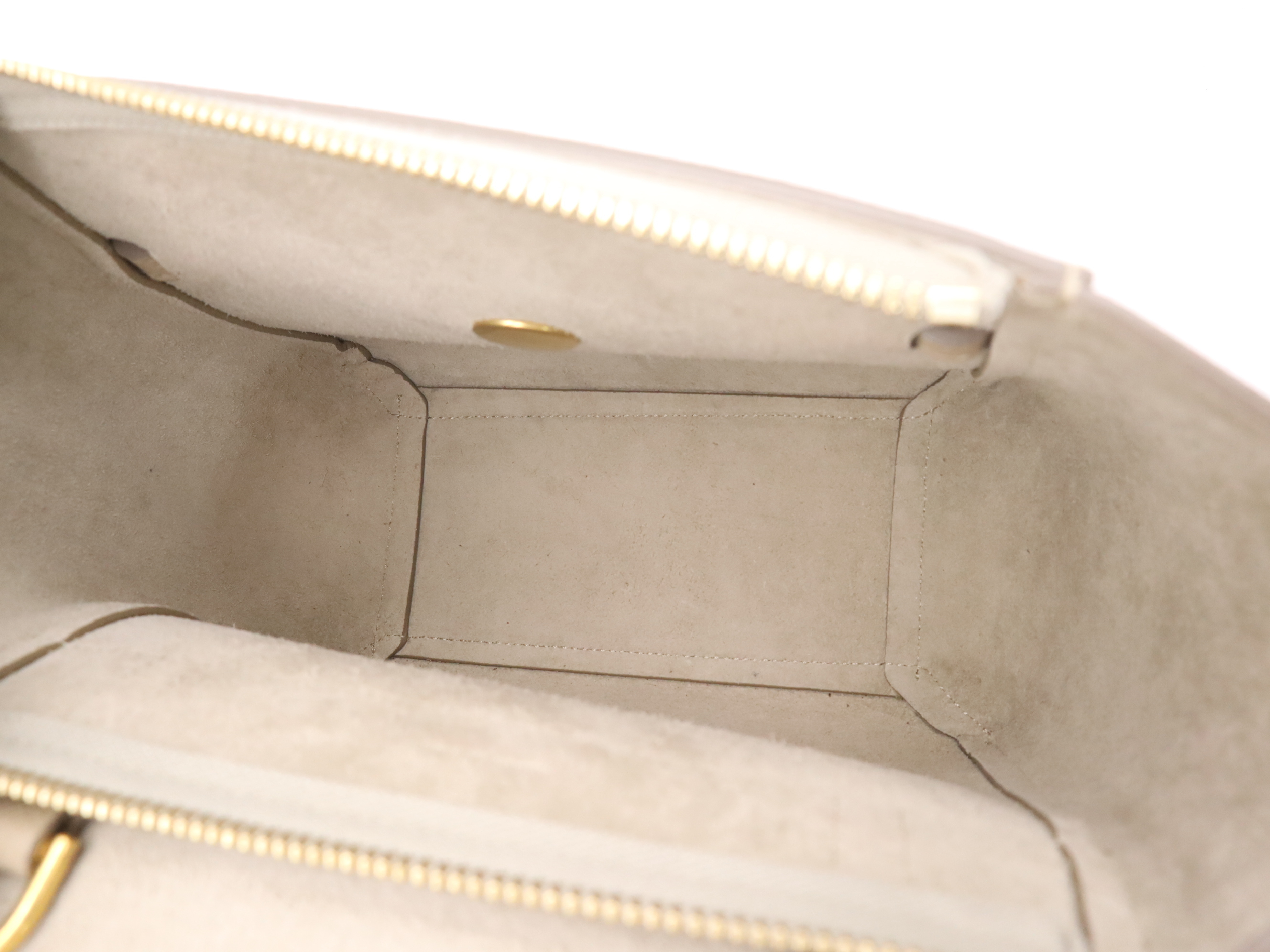 Leather Belt Nano Bag with Shoulder Strap and Dust Bag, Beige Handbag — view 10
