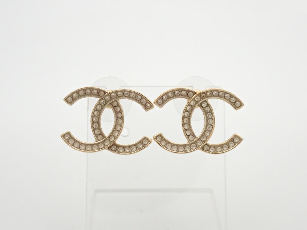 21B Coco Mark Earrings Rhinestone Gold
