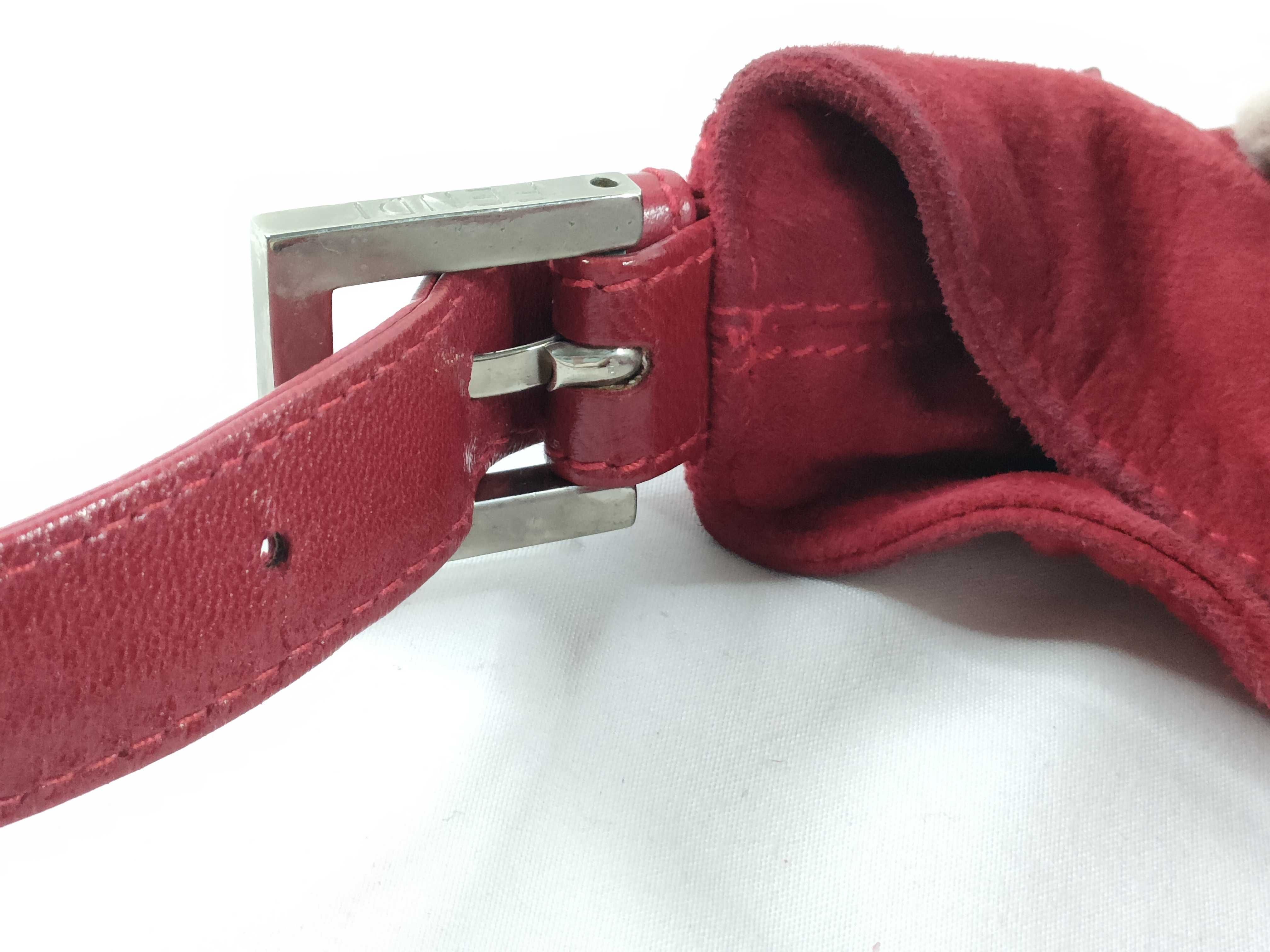 Mamma Fendi Manbucket Handbag Suede Red Handbag — view 8
