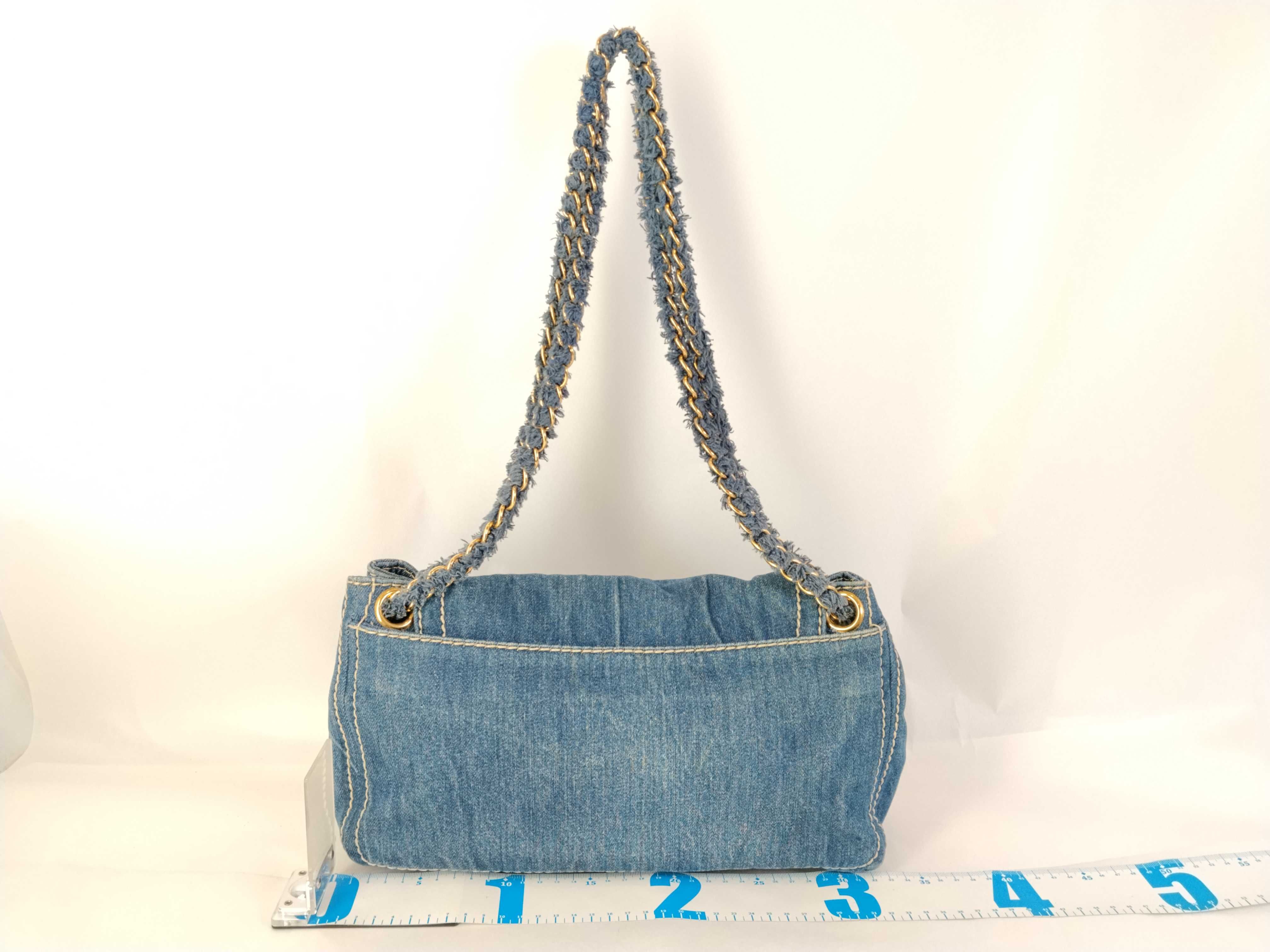 denim double chain shoulder bag — view 2