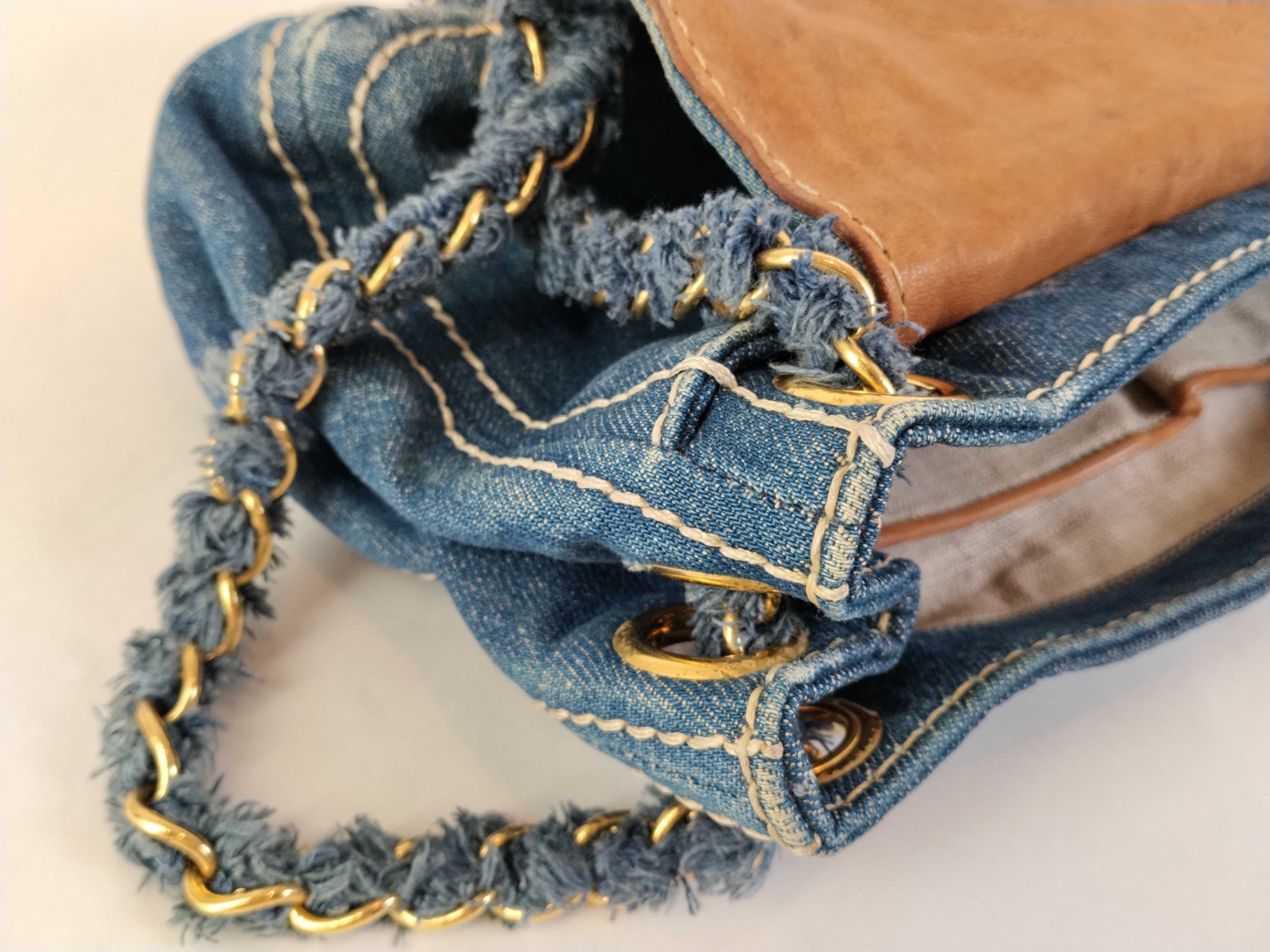 denim double chain shoulder bag — view 13