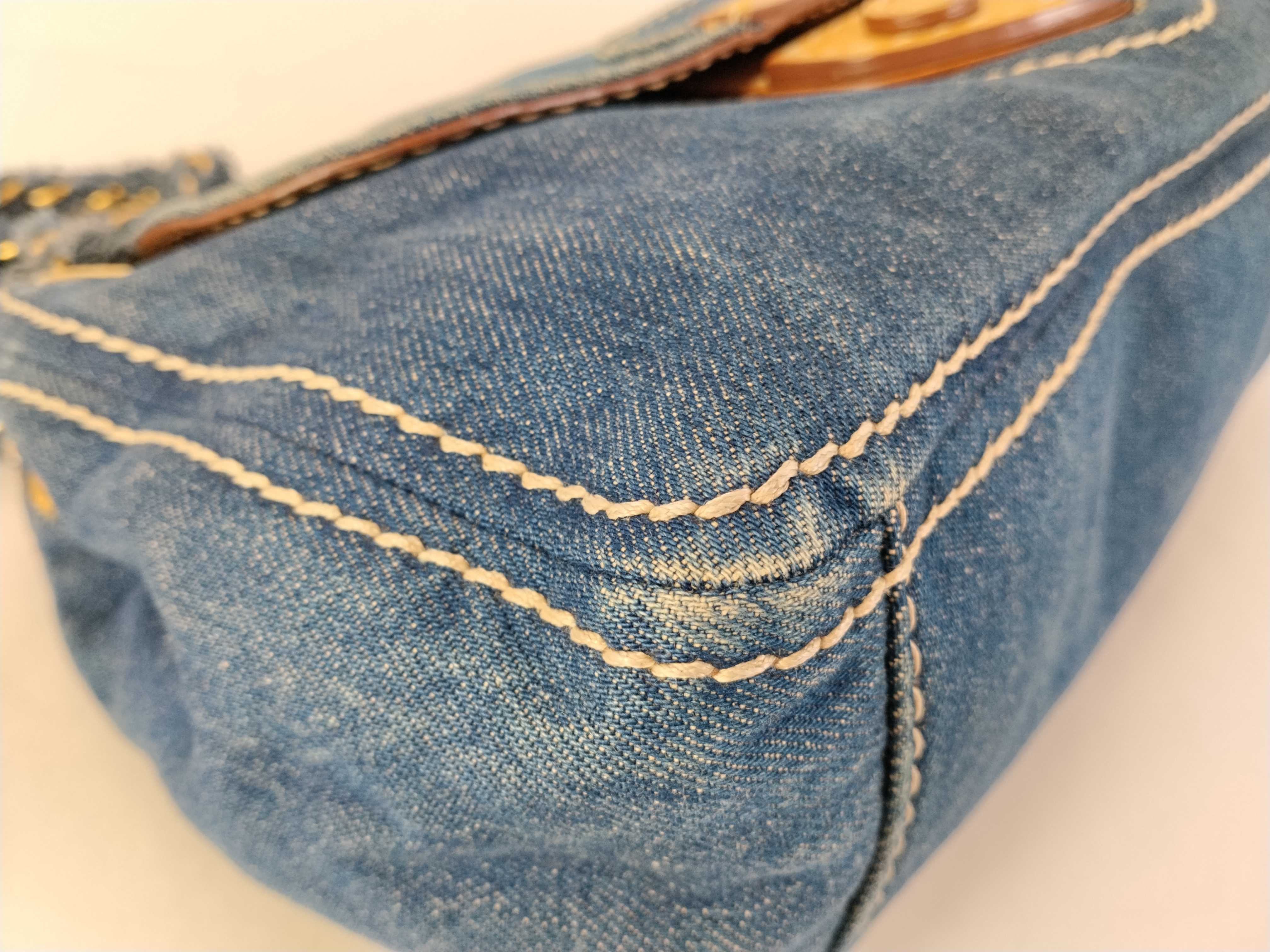 denim double chain shoulder bag — view 6