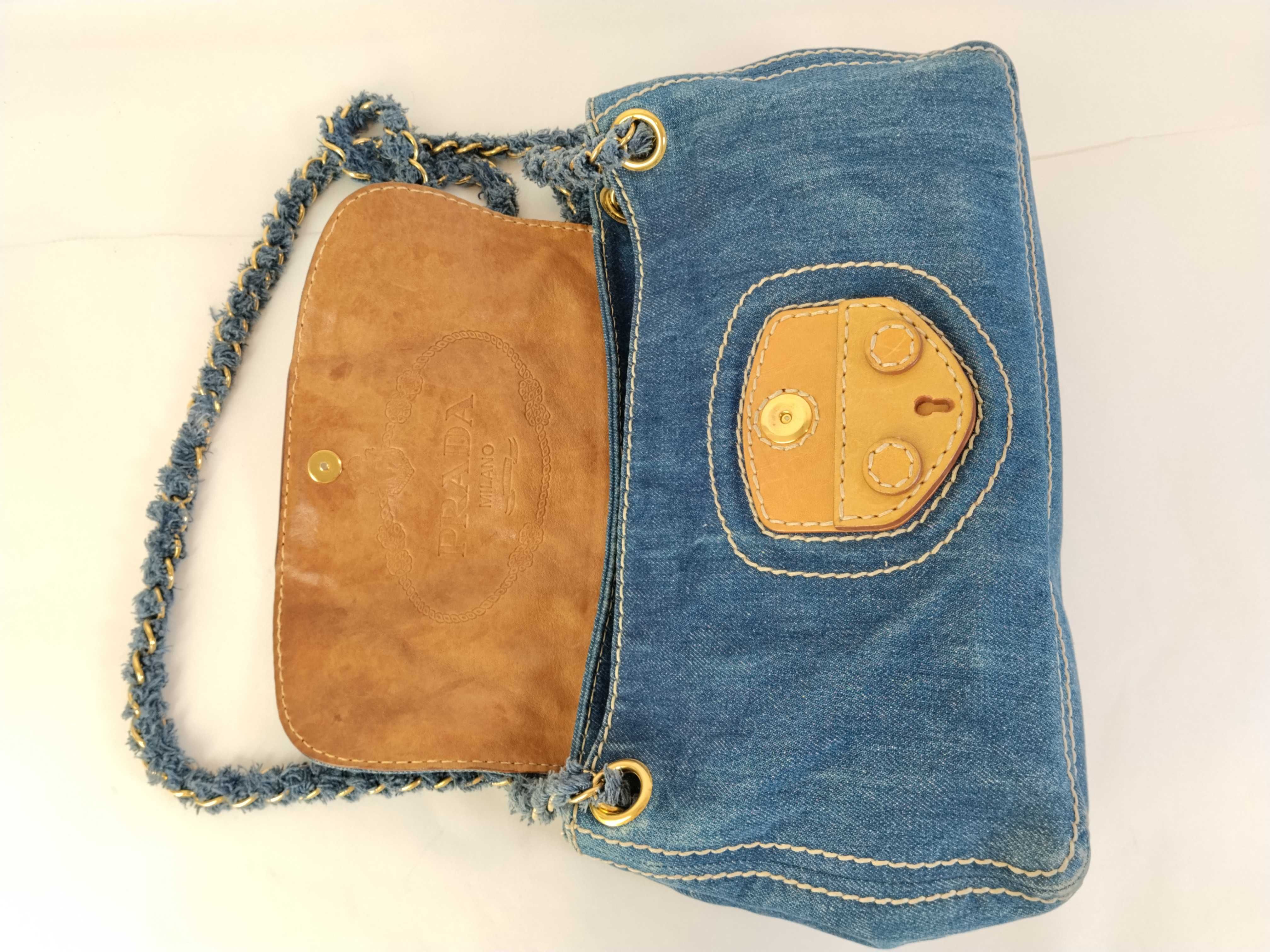 denim double chain shoulder bag — view 8