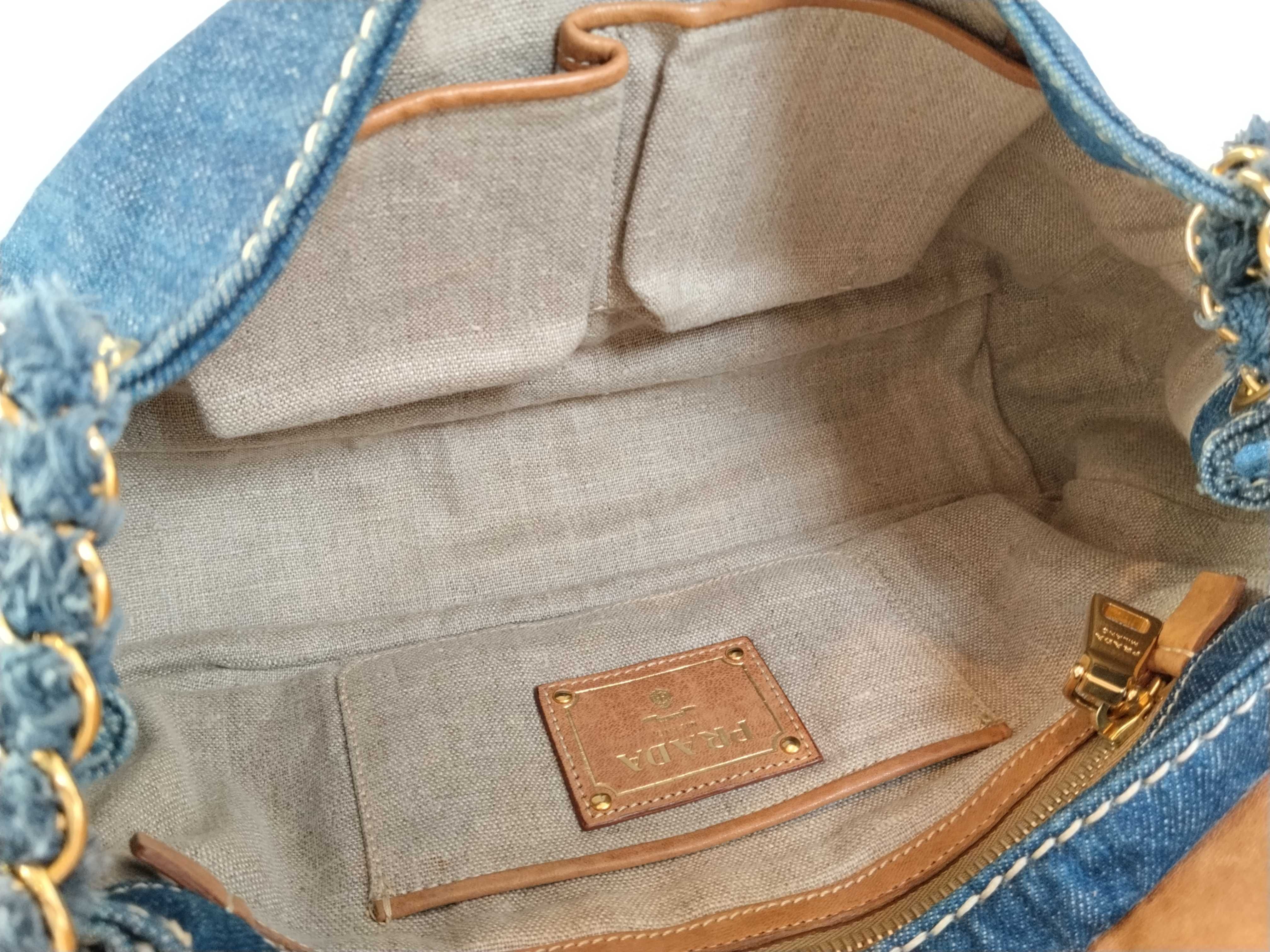denim double chain shoulder bag — view 9