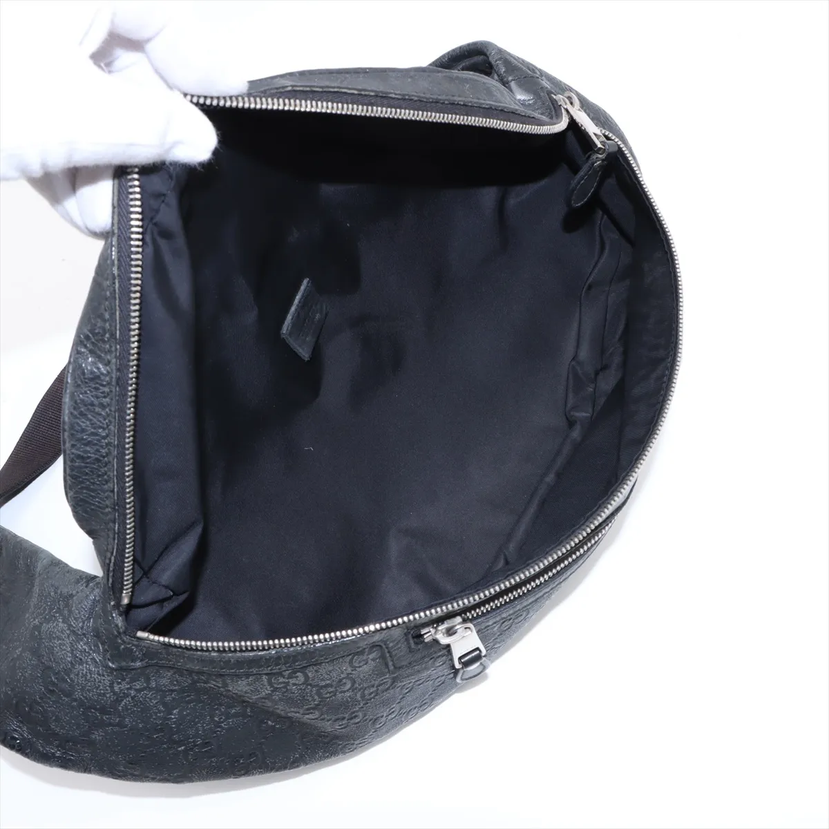 Guccisima leather body bag black 246409 — view 6