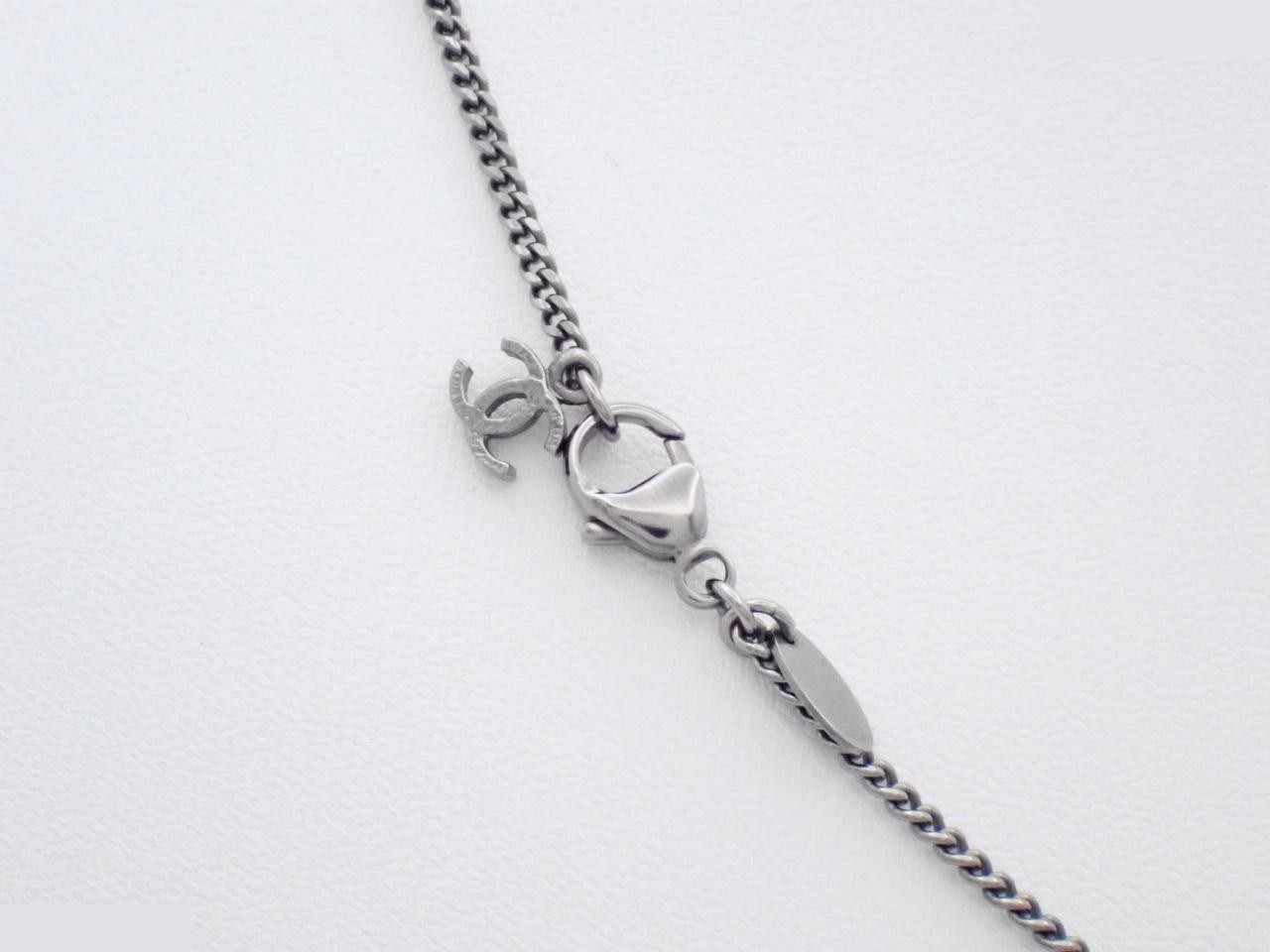 necklace, A13K gold, Coco Mark, rhinestones, gunmetal finish, 2.3cm width. — view 2