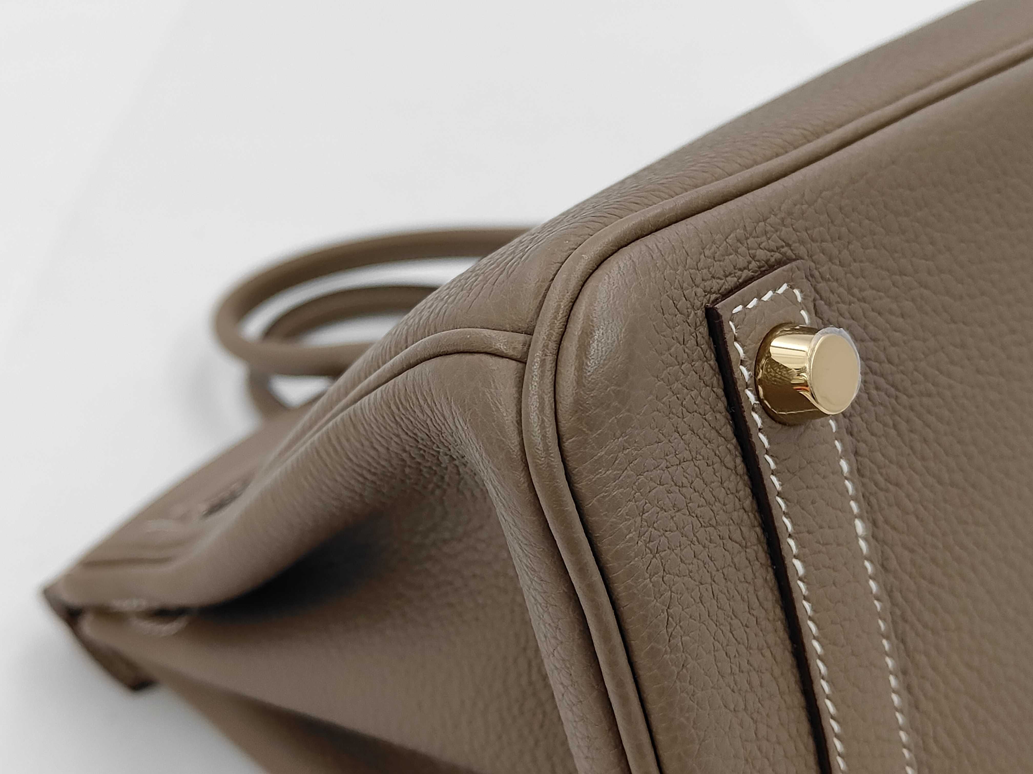 Birkin 25 Togo Etoupe Gold Hardware W Stamp Handbag — view 6