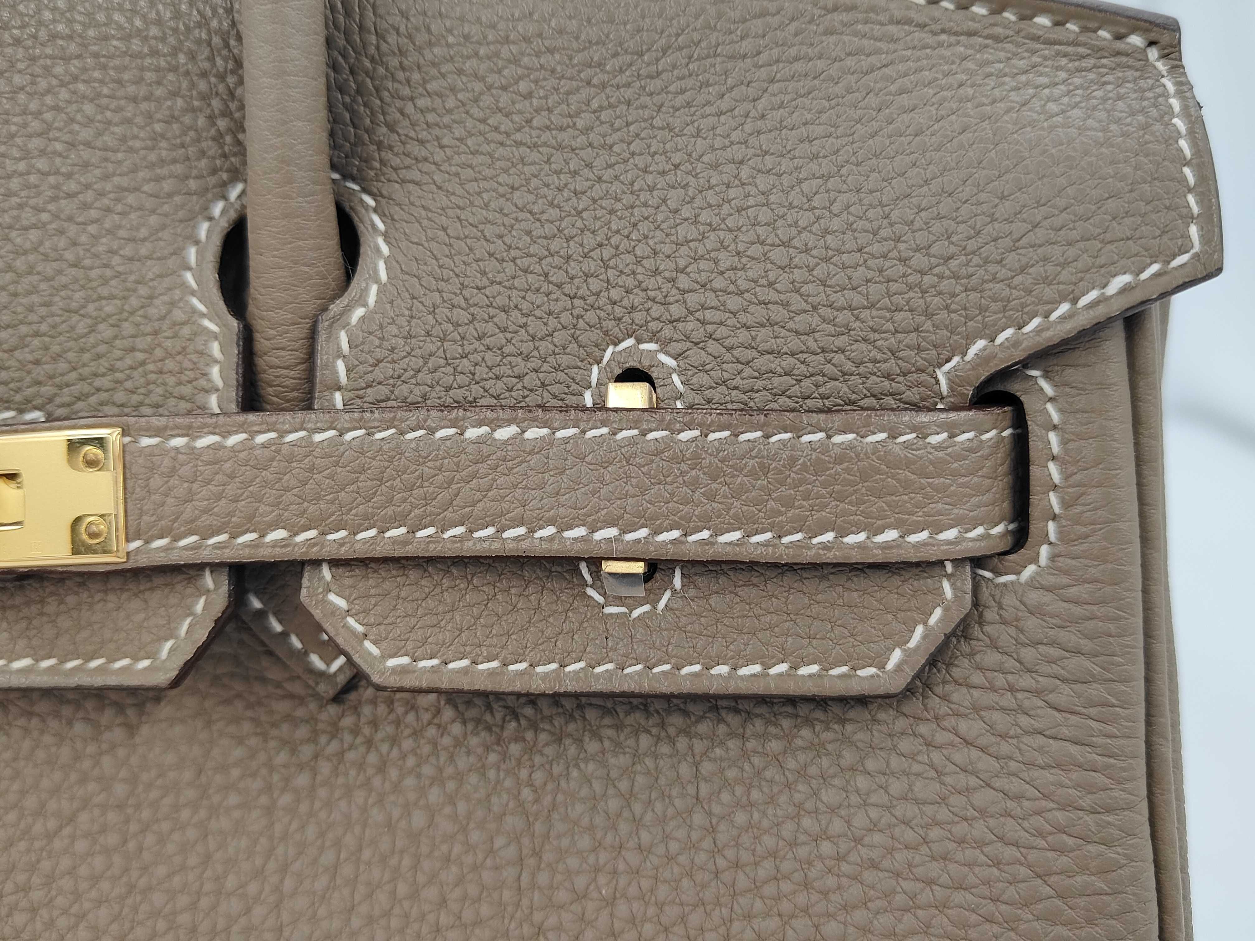 Birkin 25 Togo Etoupe Gold Hardware W Stamp Handbag — view 8