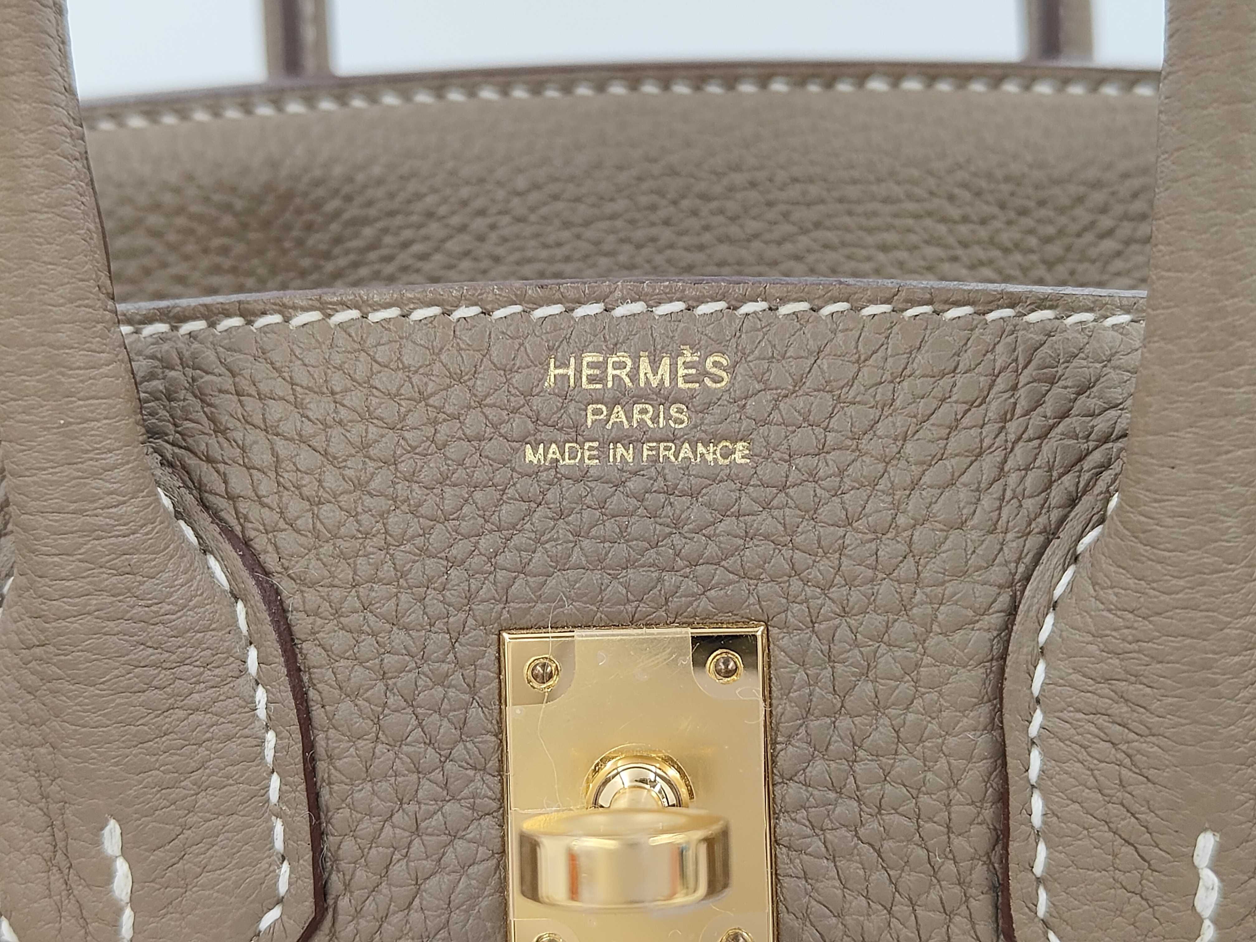 Birkin 25 Togo Etoupe Gold Hardware W Stamp Handbag — view 10