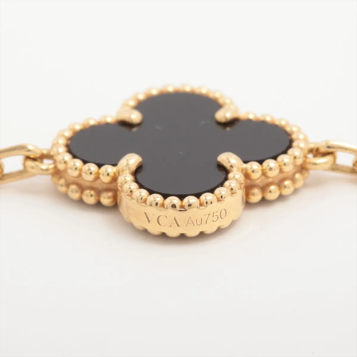 Vintage Alhambra Onyx Bracelet 750 (Yellow Gold) 11.6g JD812905 Stone — view 5
