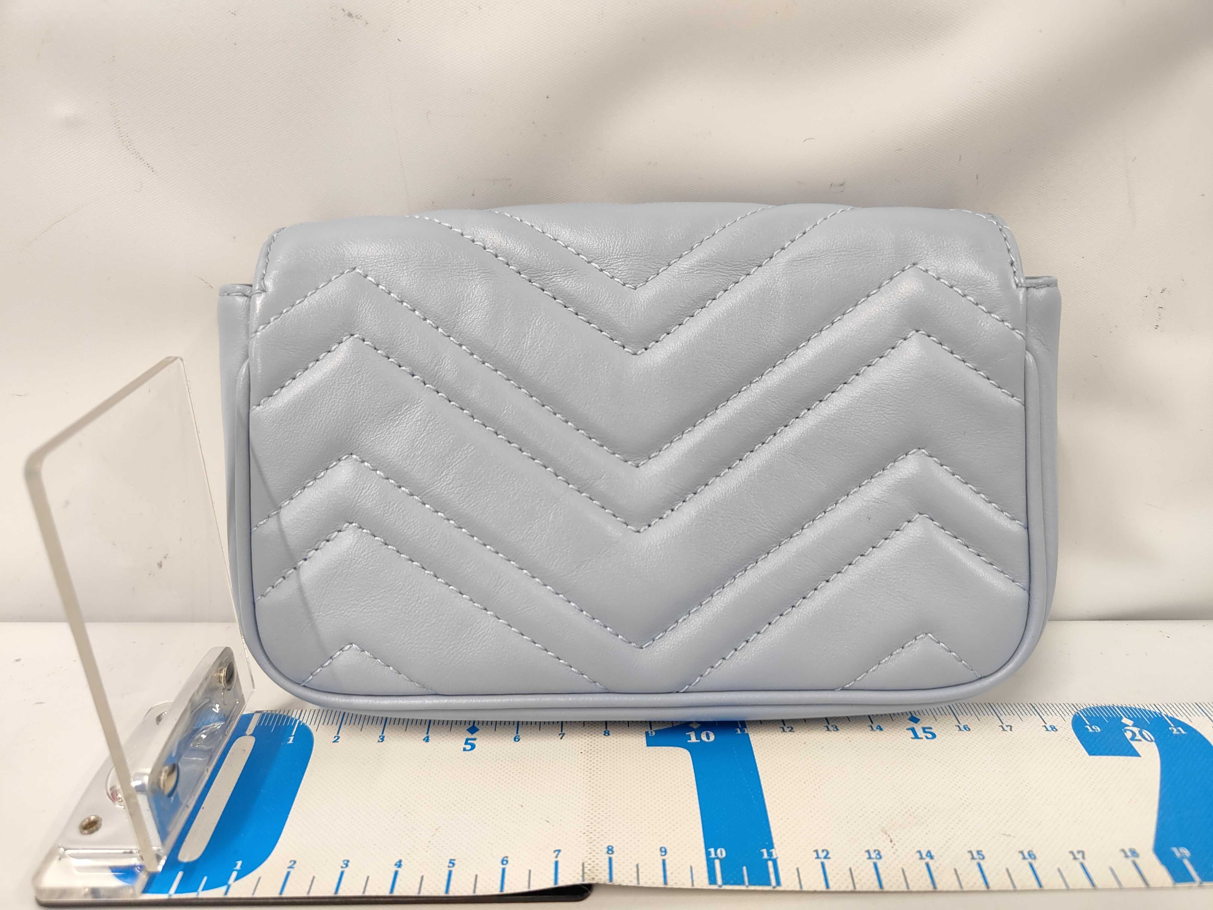 GG Marmont Chain Shoulder Bag, Leather, Light Blue, 699575, Gucci Shoulder Bag — view 2