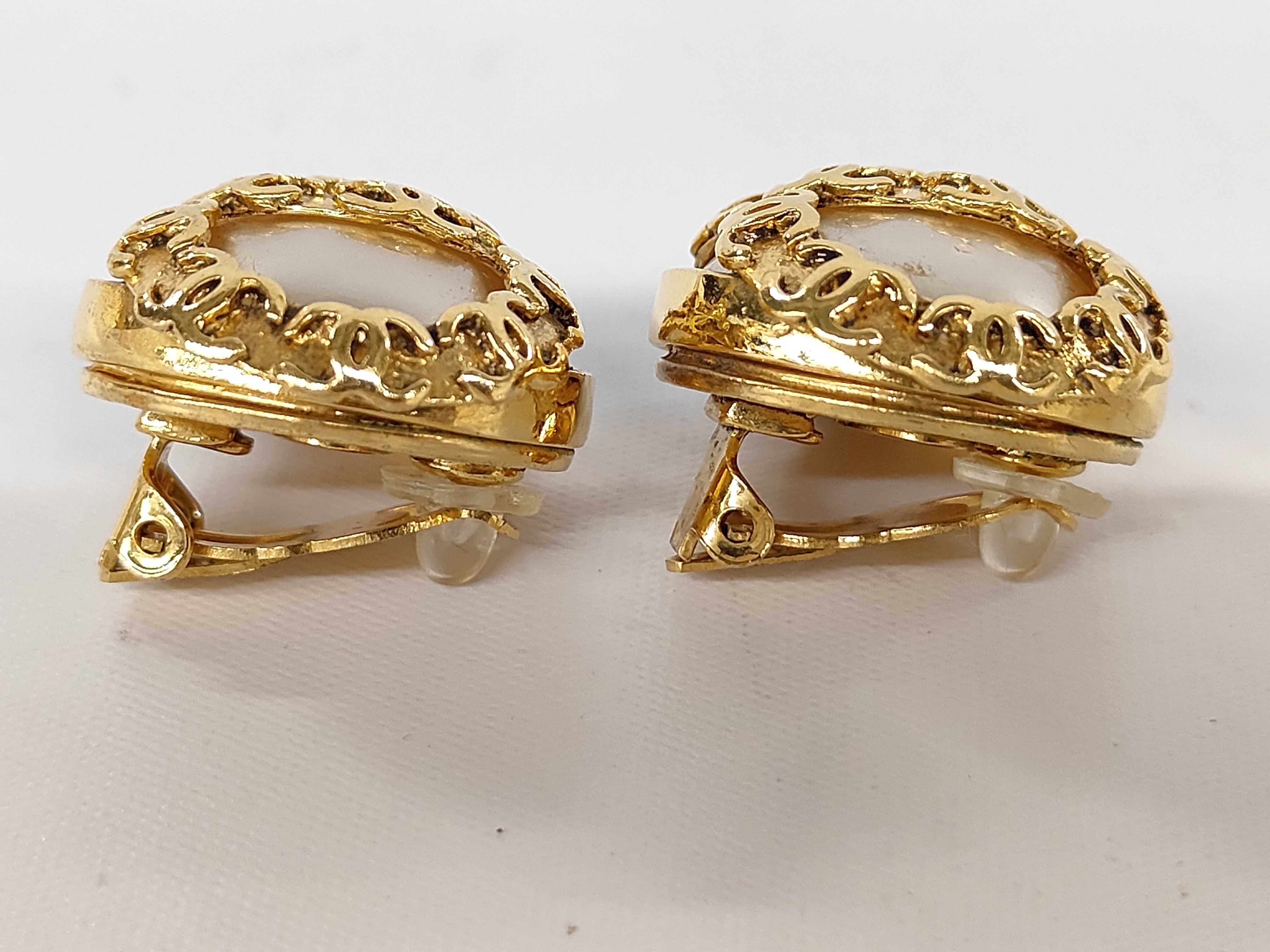 Coco Mark Gold Pearl Earrings — view 3