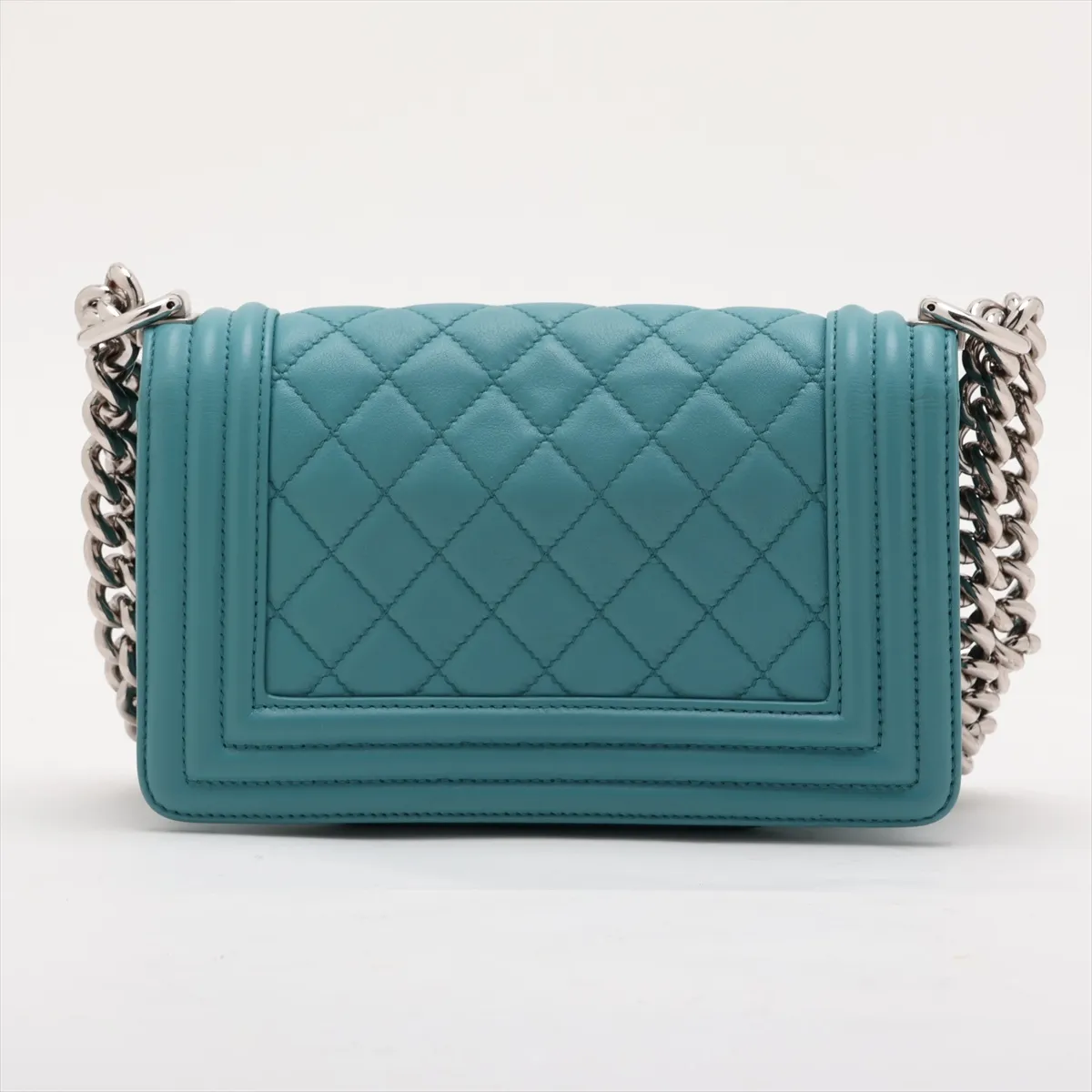Boy Chanel 20 Small Leather Chain Shoulder Bag, Blue, Silver Hardware, A67085 — view 2