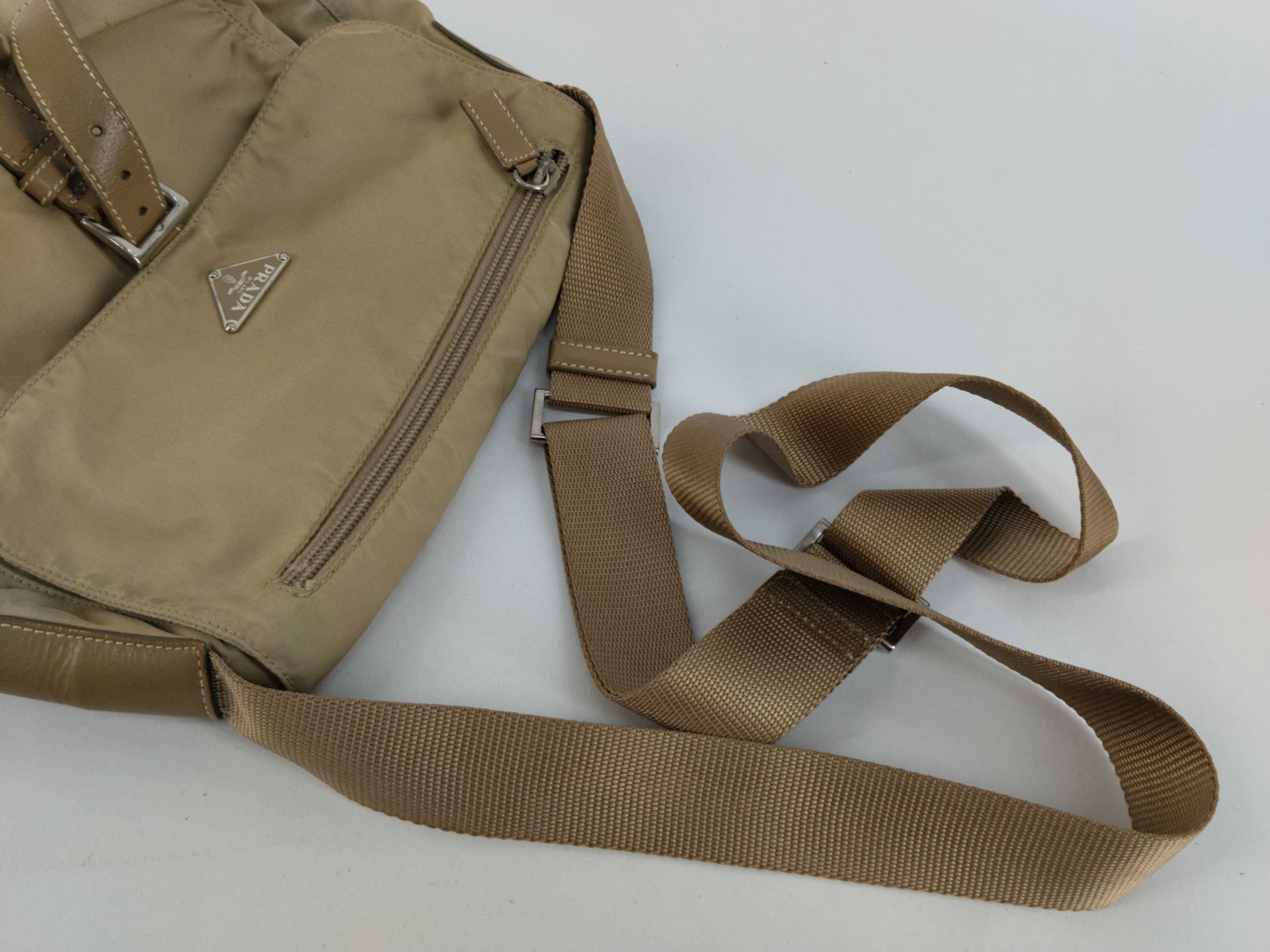 nylon shoulder bag, beige nylon shoulder bag — view 3