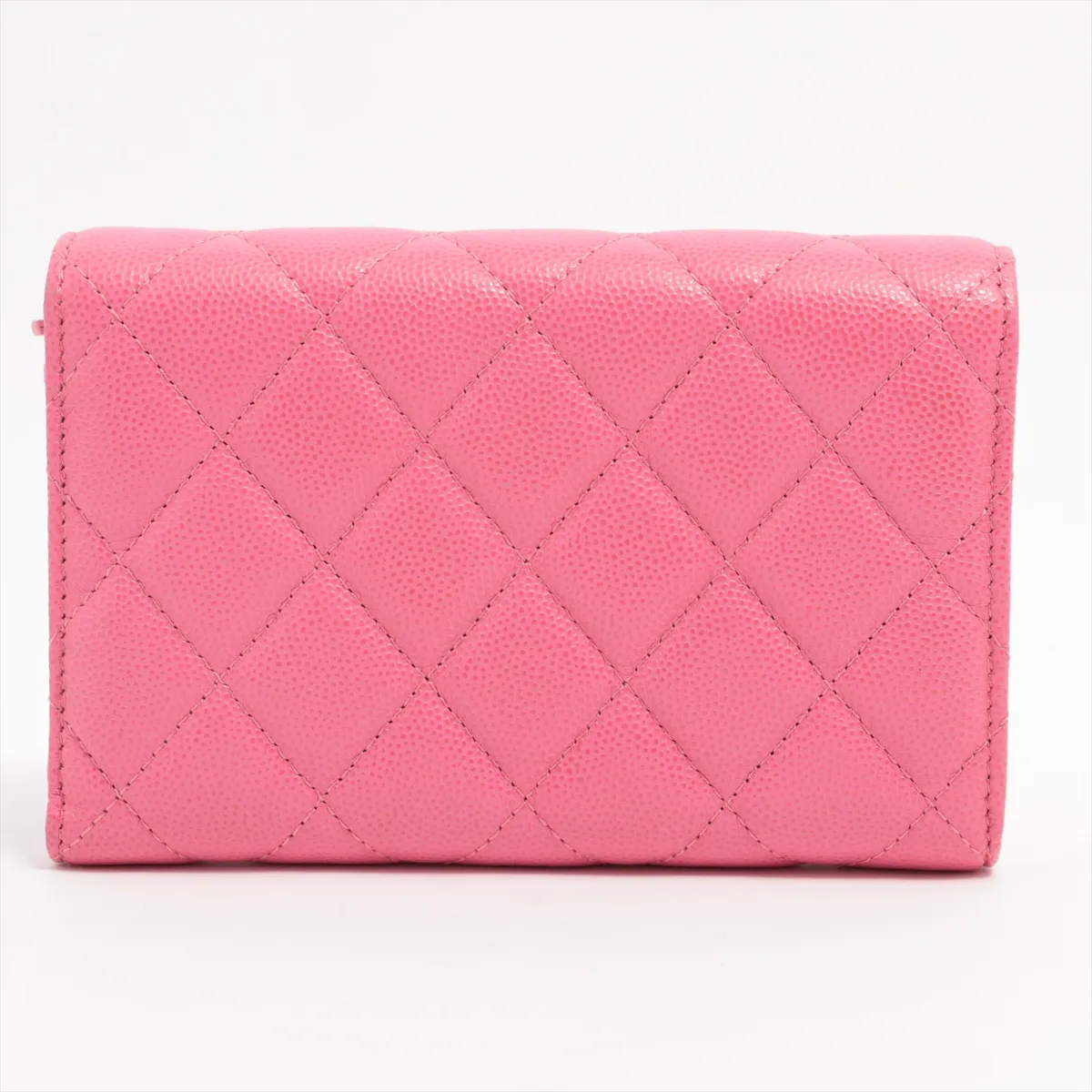 Matelasse caviar skin compact wallet pink silver hardware 26855606 — view 2