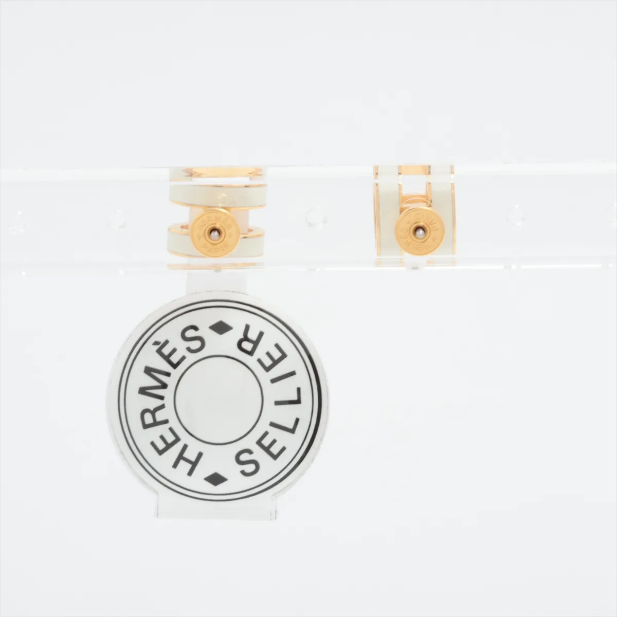 Pop H earrings (for both ears), GP gold x ivory. Shows — view 3