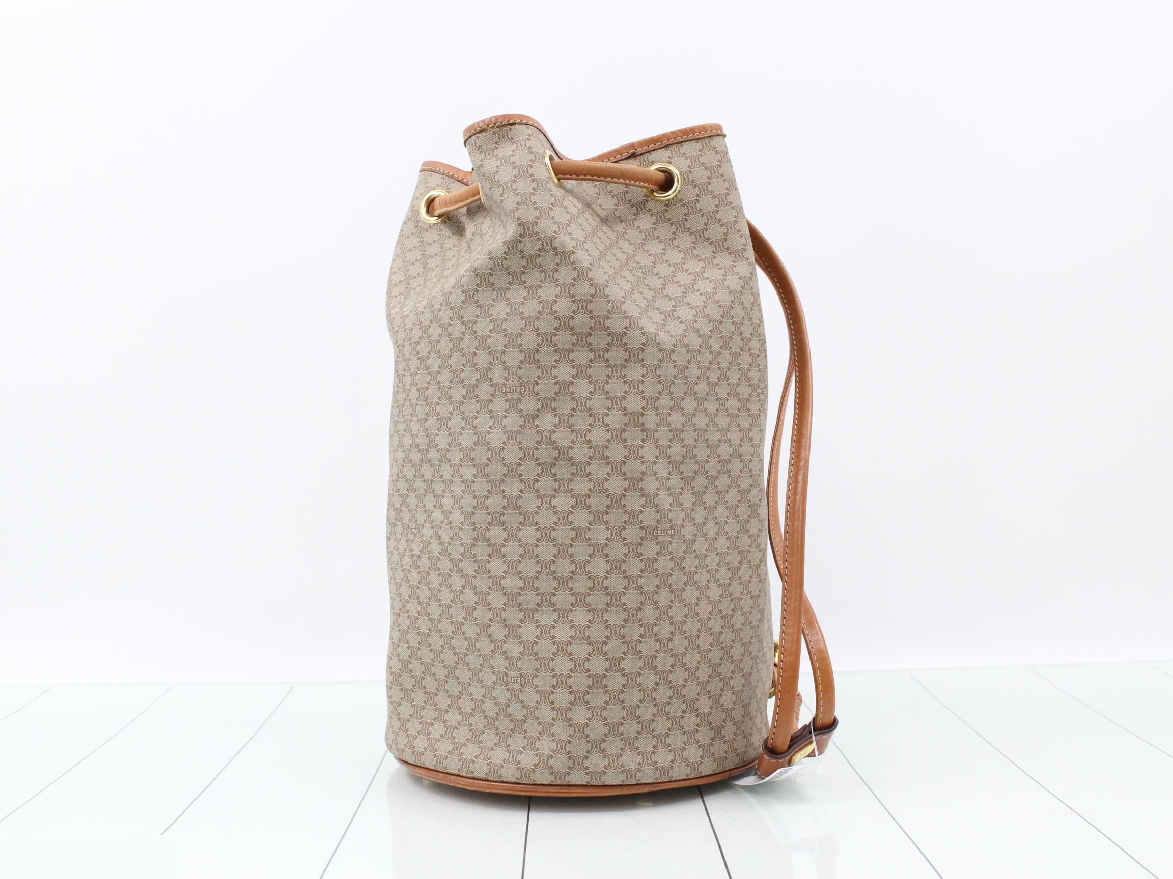 Macadam Leather Backpack, Beige — view 3
