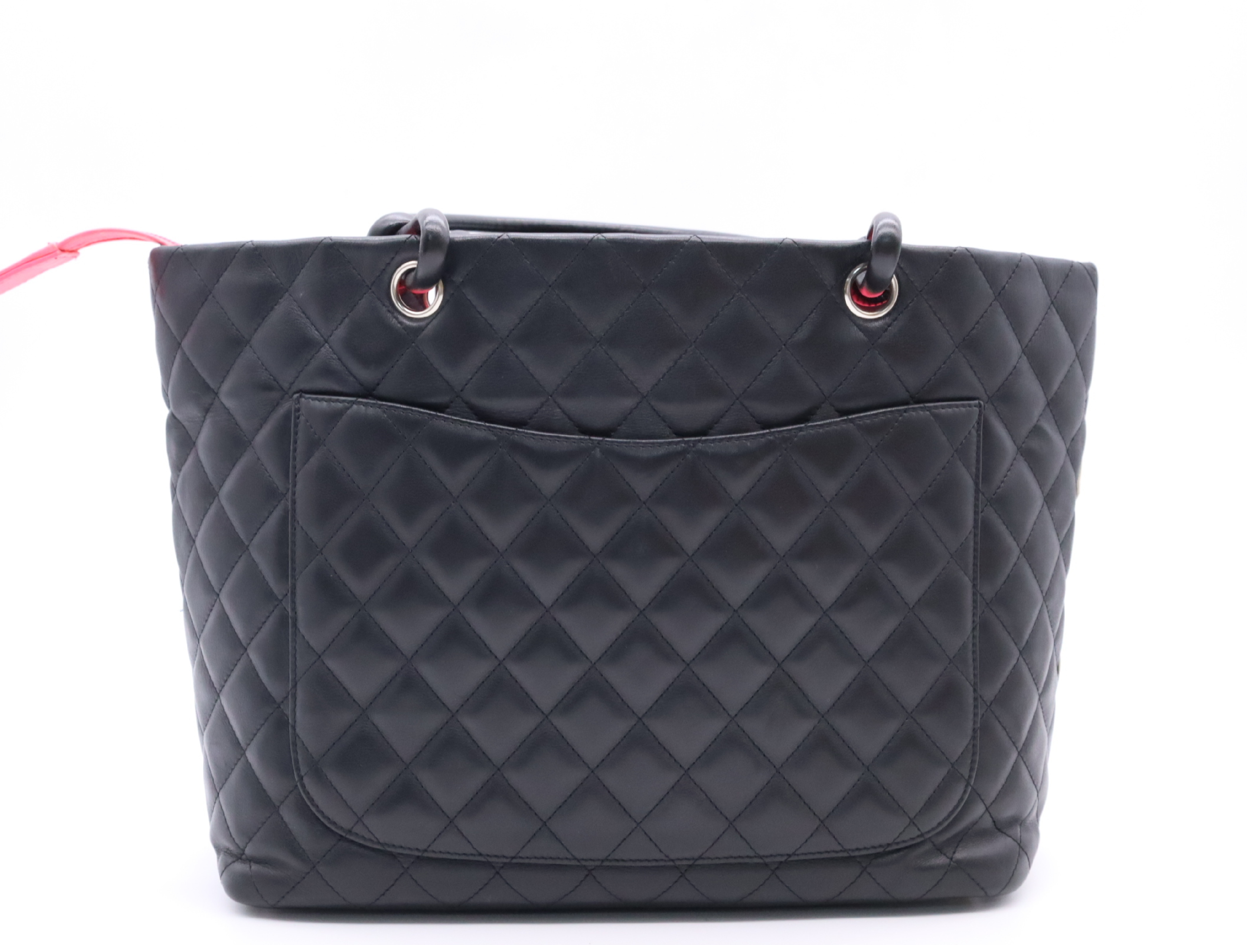 Leather Cambon Line Tote Bag, Black, Silver Hardware, with Seal and Card. — view 2