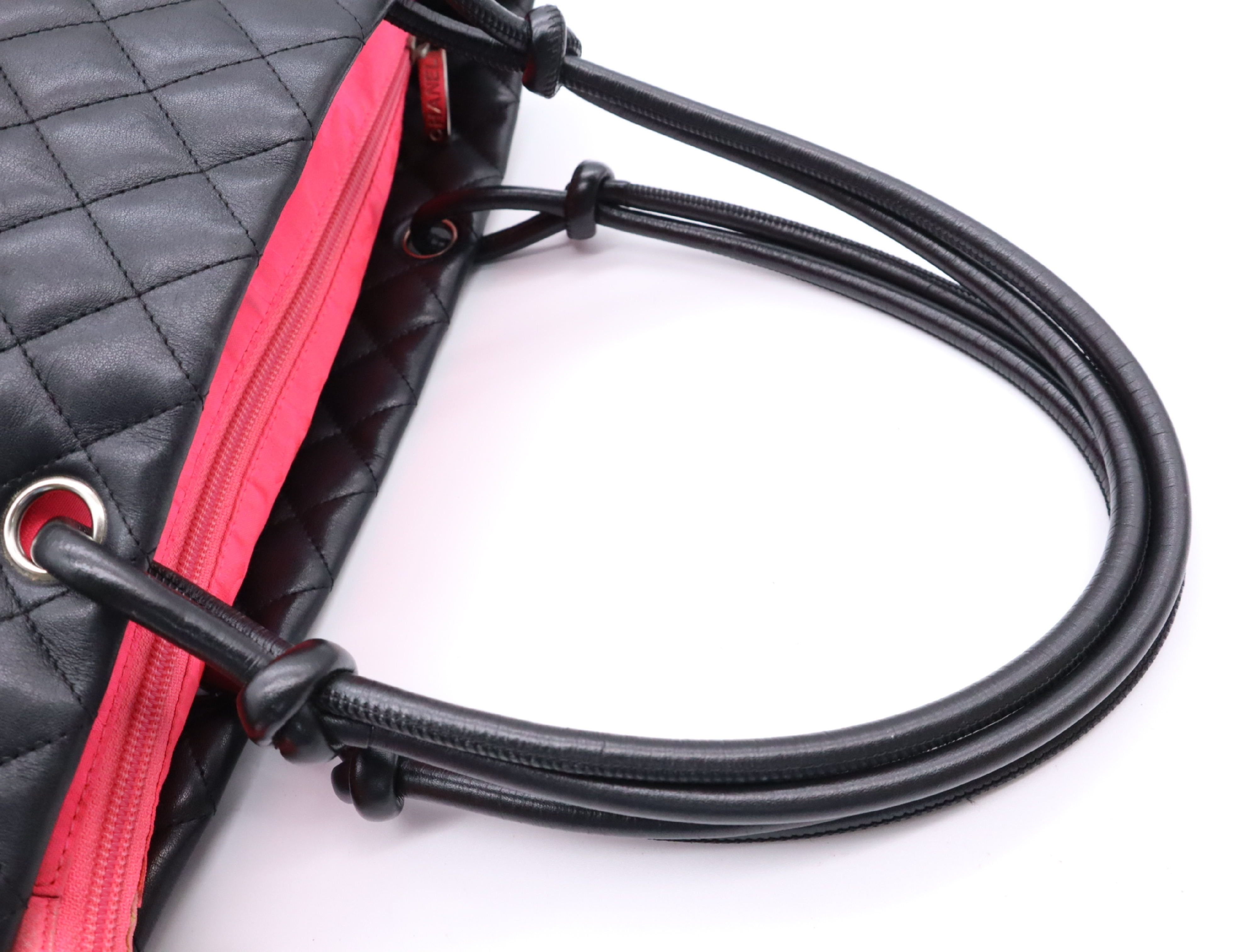 Leather Cambon Line Tote Bag, Black, Silver Hardware, with Seal and Card. — view 12