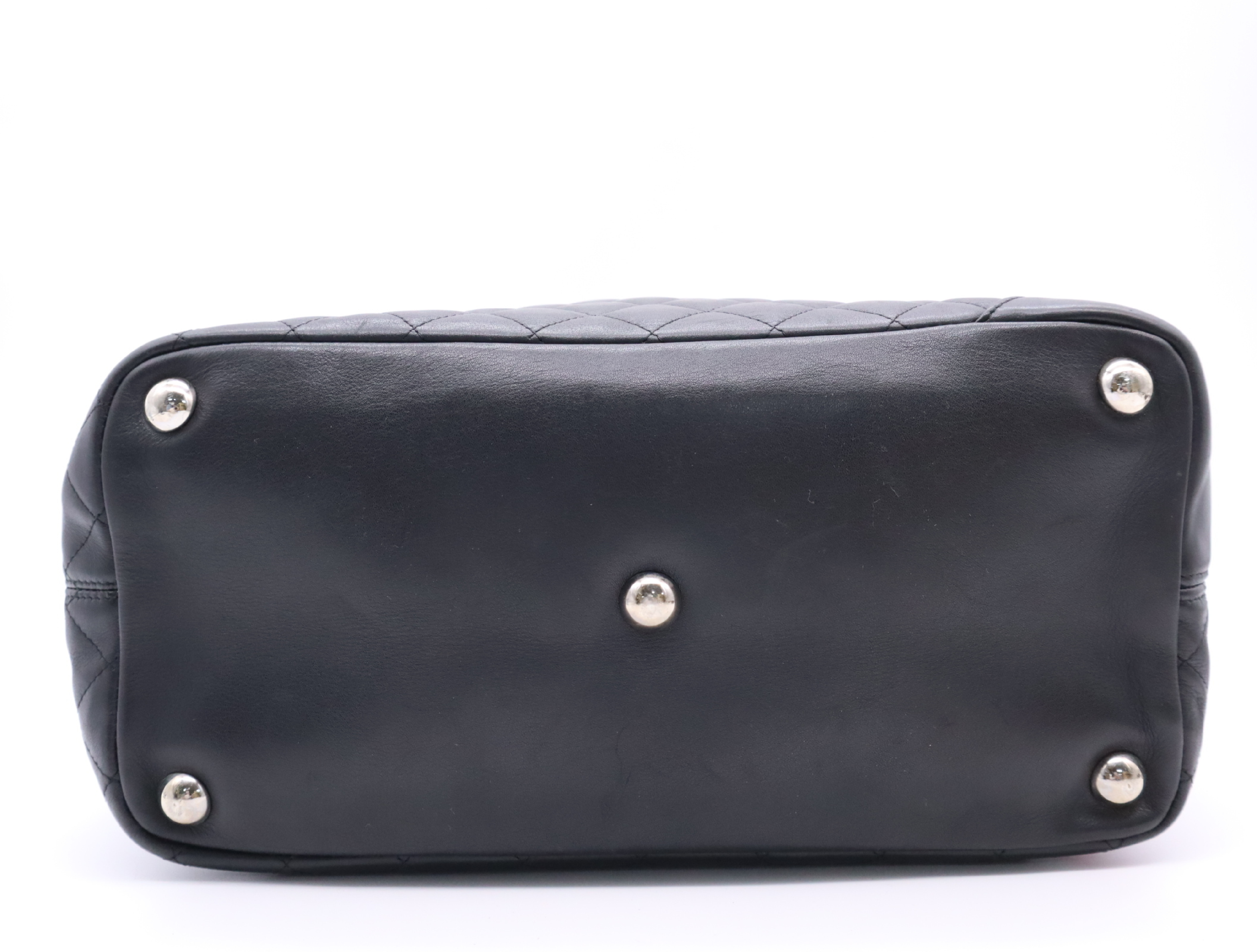 Leather Cambon Line Tote Bag, Black, Silver Hardware, with Seal and Card. — view 4