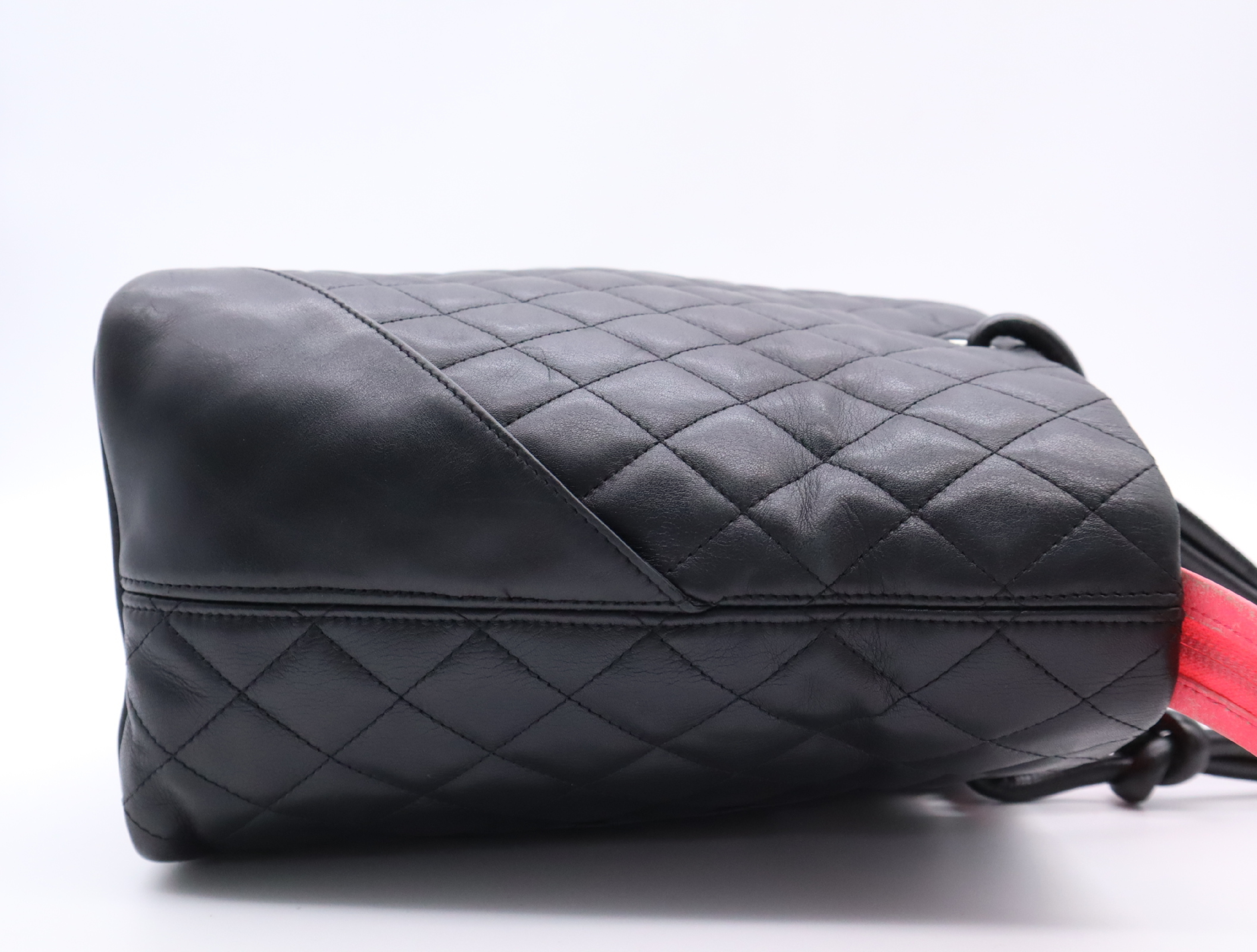 Leather Cambon Line Tote Bag, Black, Silver Hardware, with Seal and Card. — view 5