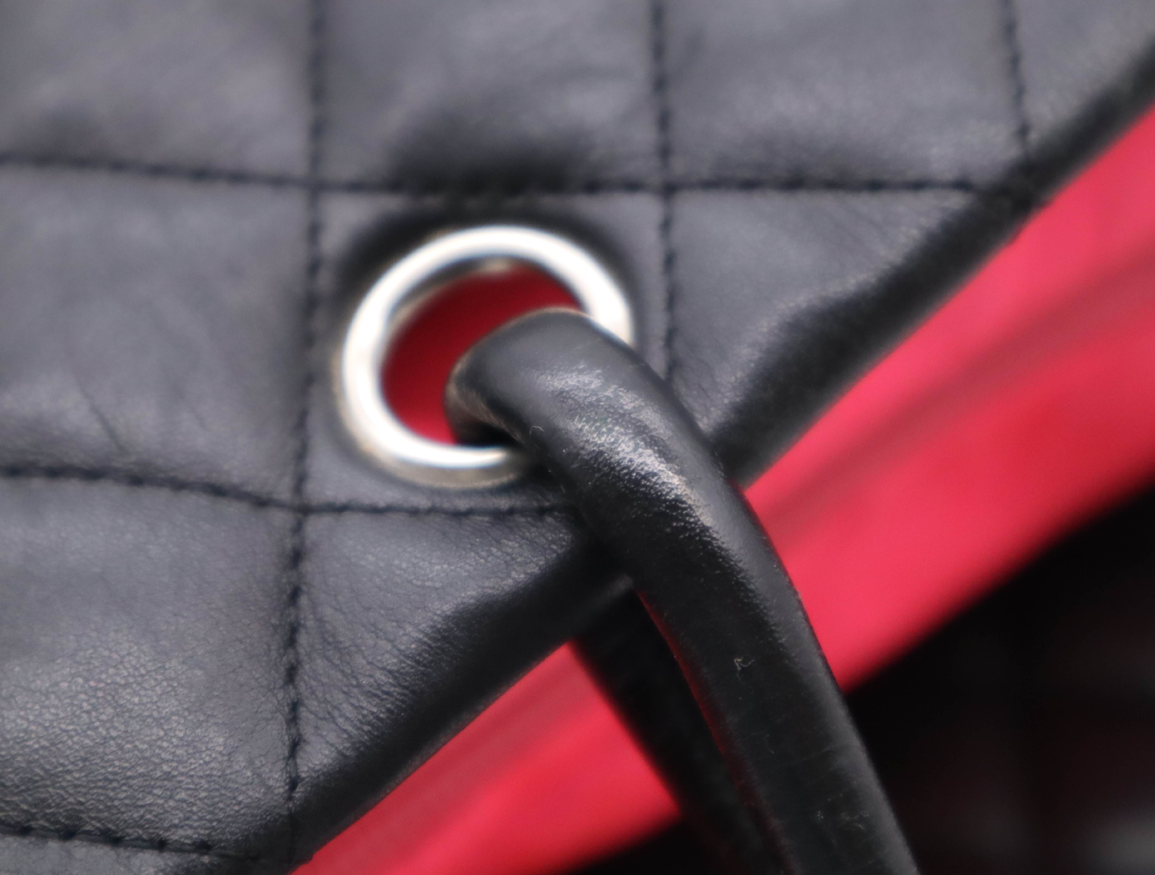Leather Cambon Line Tote Bag, Black, Silver Hardware, with Seal and Card. — view 9