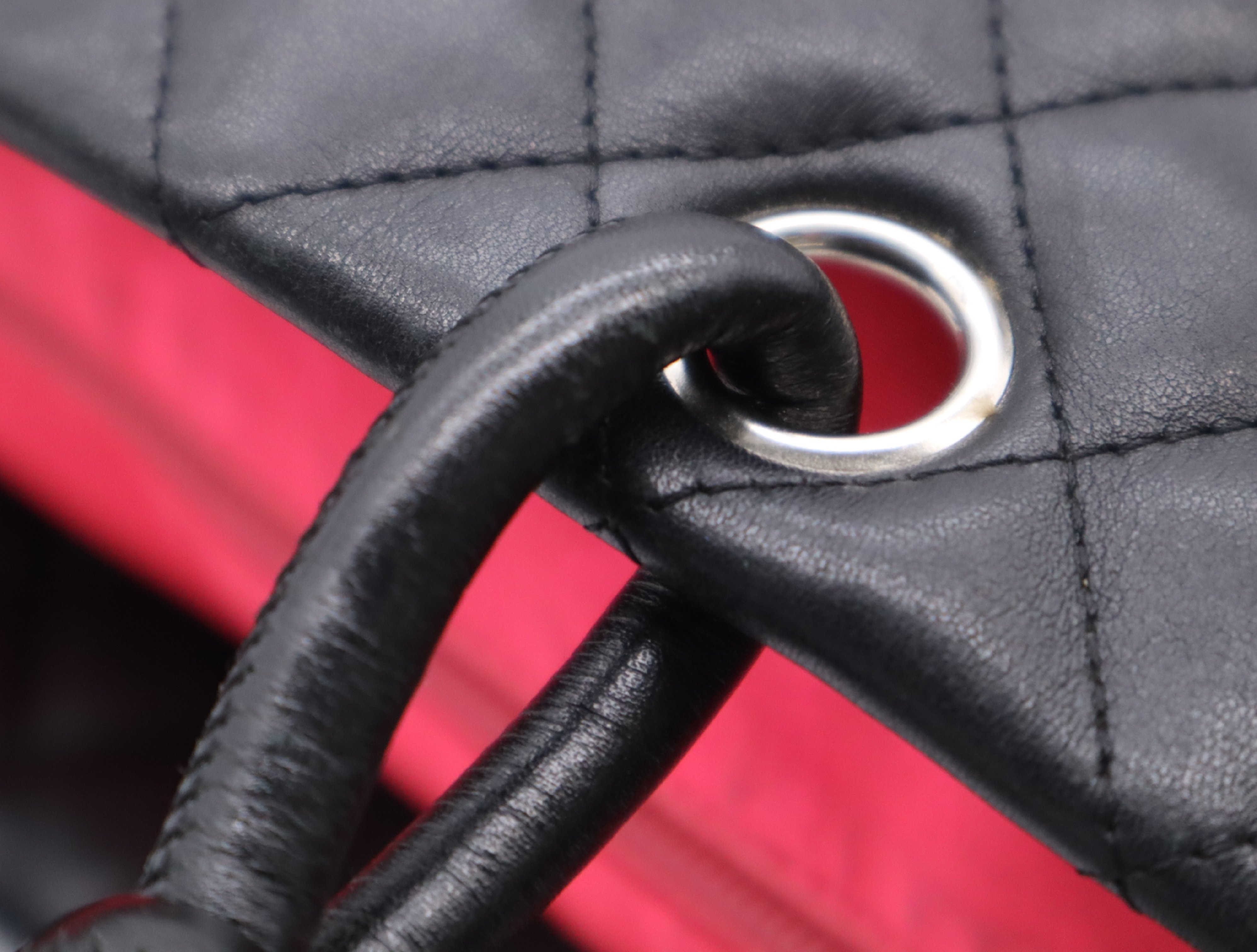 Leather Cambon Line Tote Bag, Black, Silver Hardware, with Seal and Card. — view 10