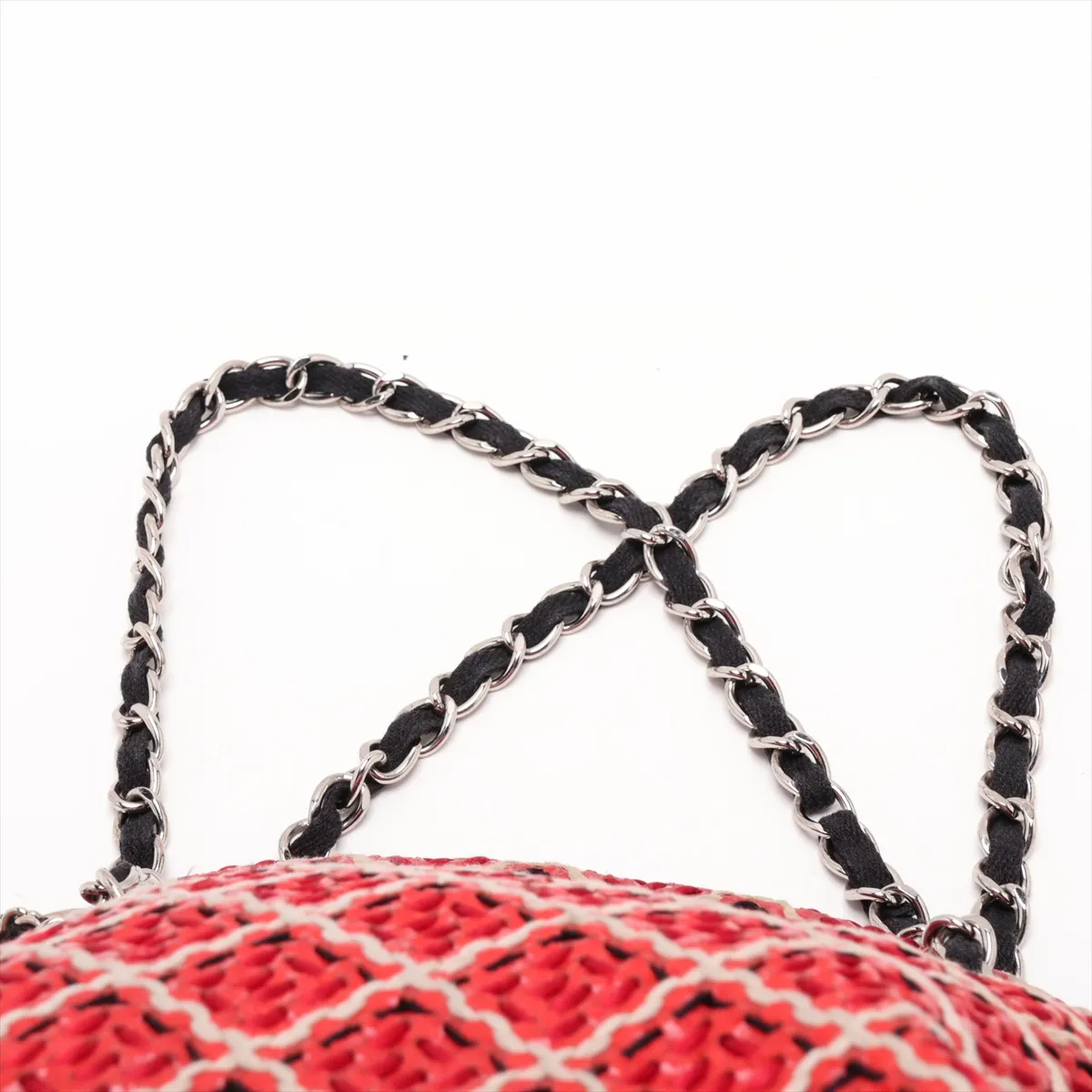 Mademoiselle Patent Leather Chain Tote Bag, Red, Silver Hardware, Item No. 14485379, Series No. 14 — view 6