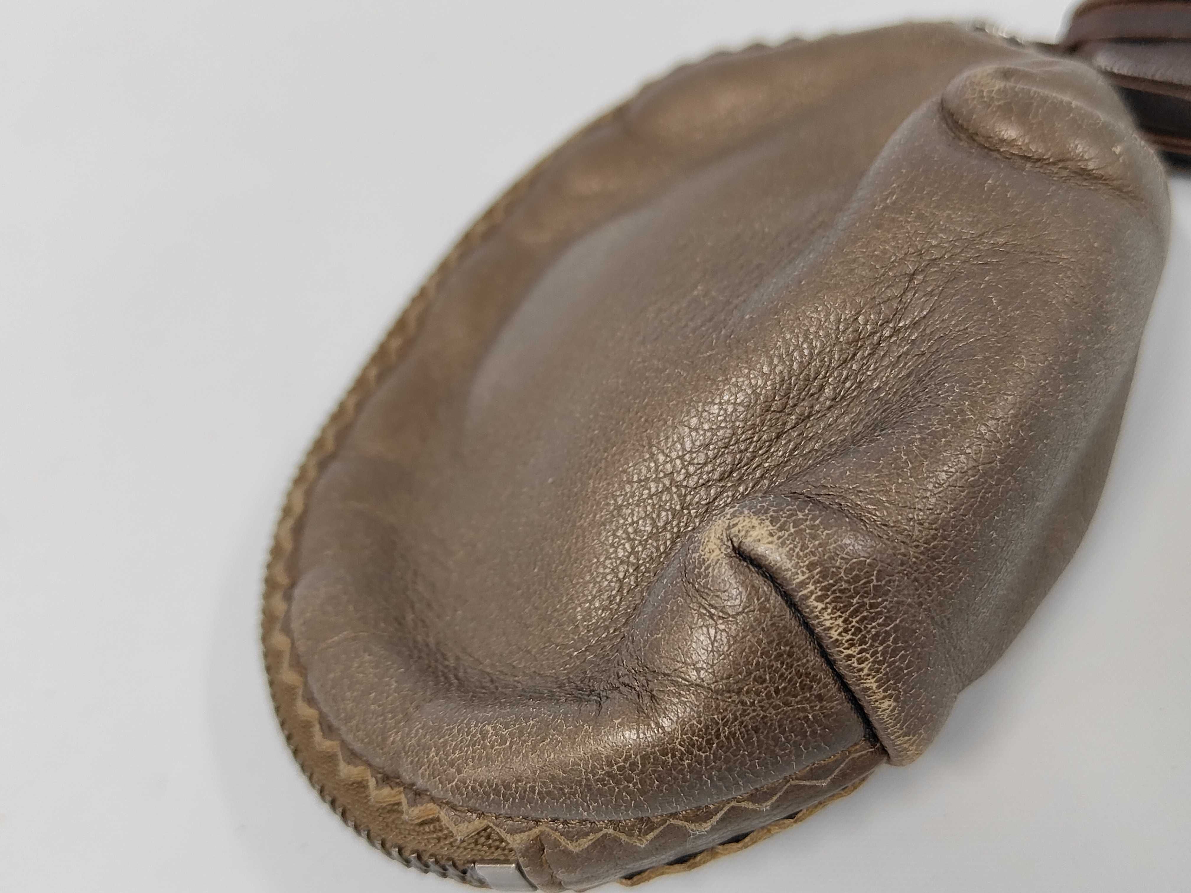 coin case, fringe, Anagram design, leather, brown. — view 3