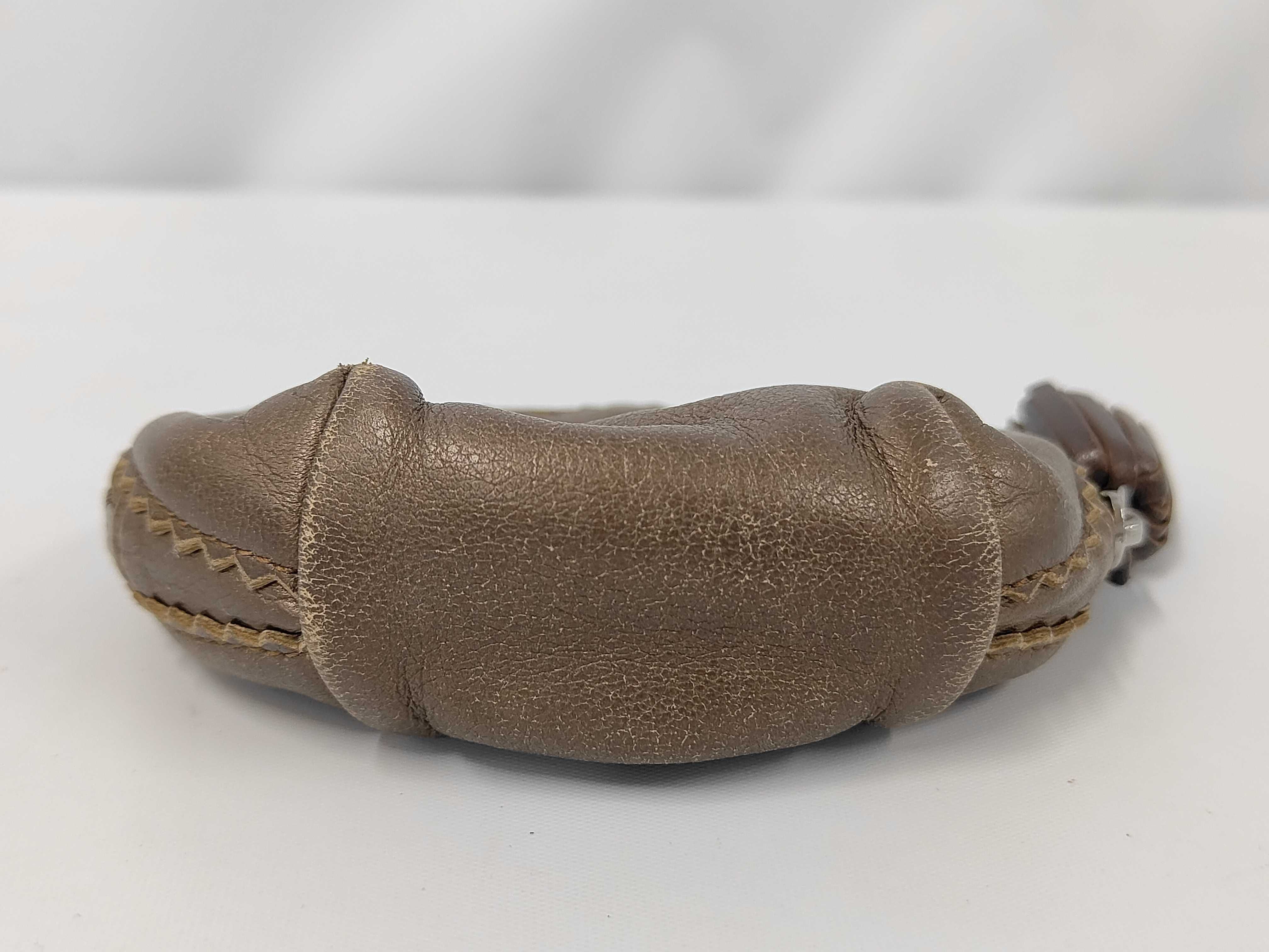 coin case, fringe, Anagram design, leather, brown. — view 4