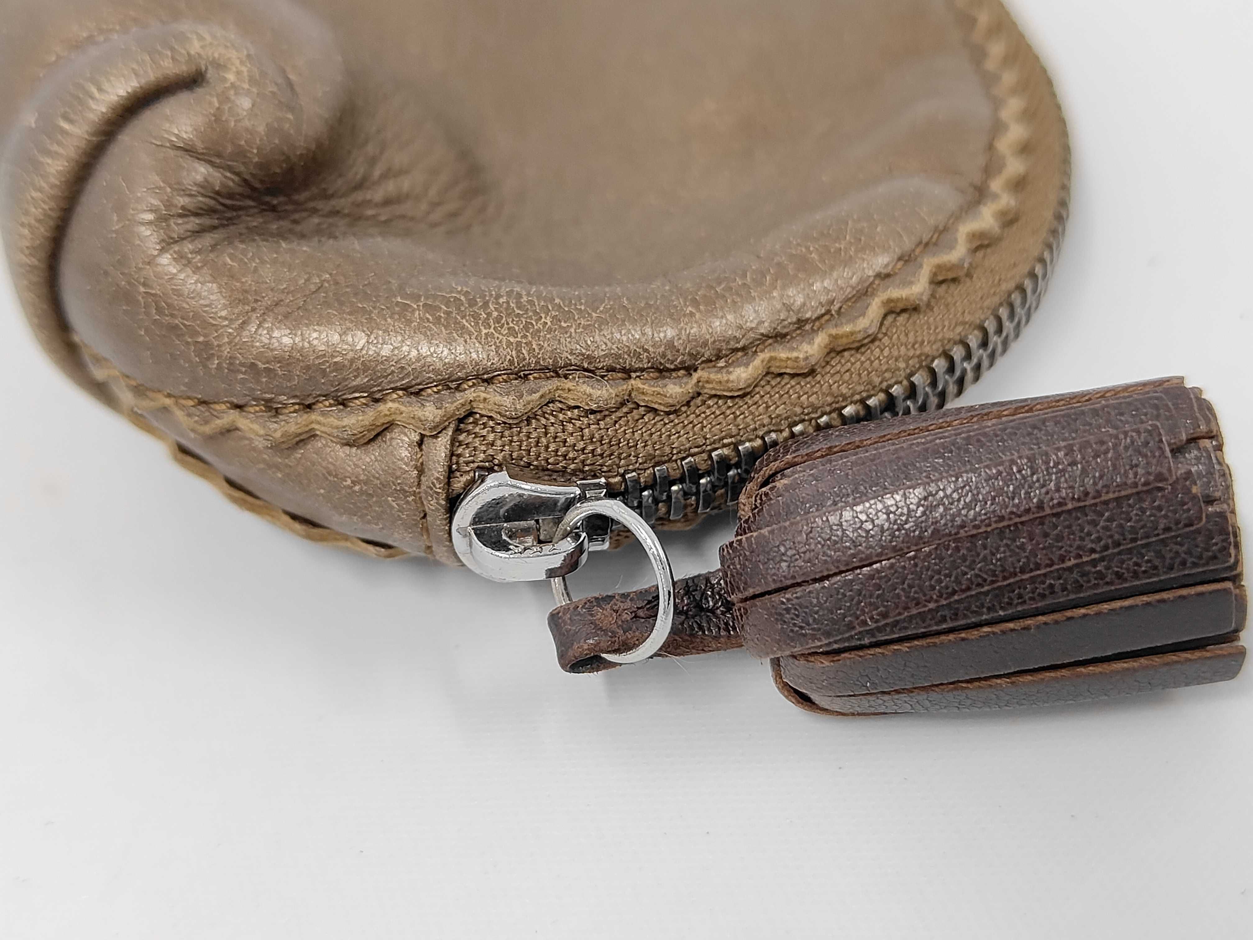 coin case, fringe, Anagram design, leather, brown. — view 5