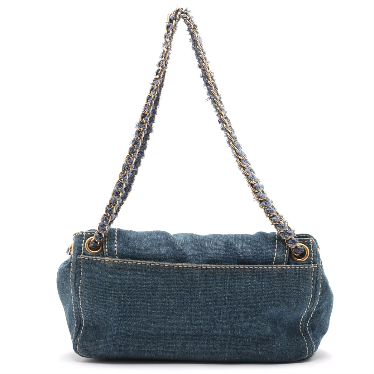 denim chain shoulder bag blue — view 2