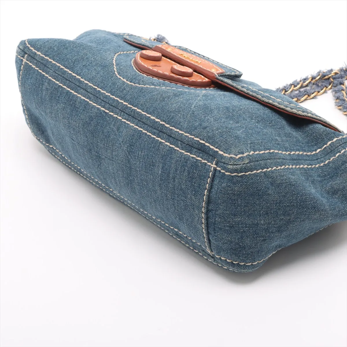 denim chain shoulder bag blue — view 3