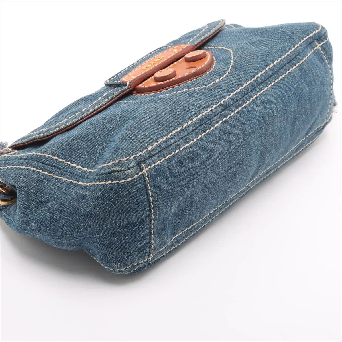 denim chain shoulder bag blue — view 4